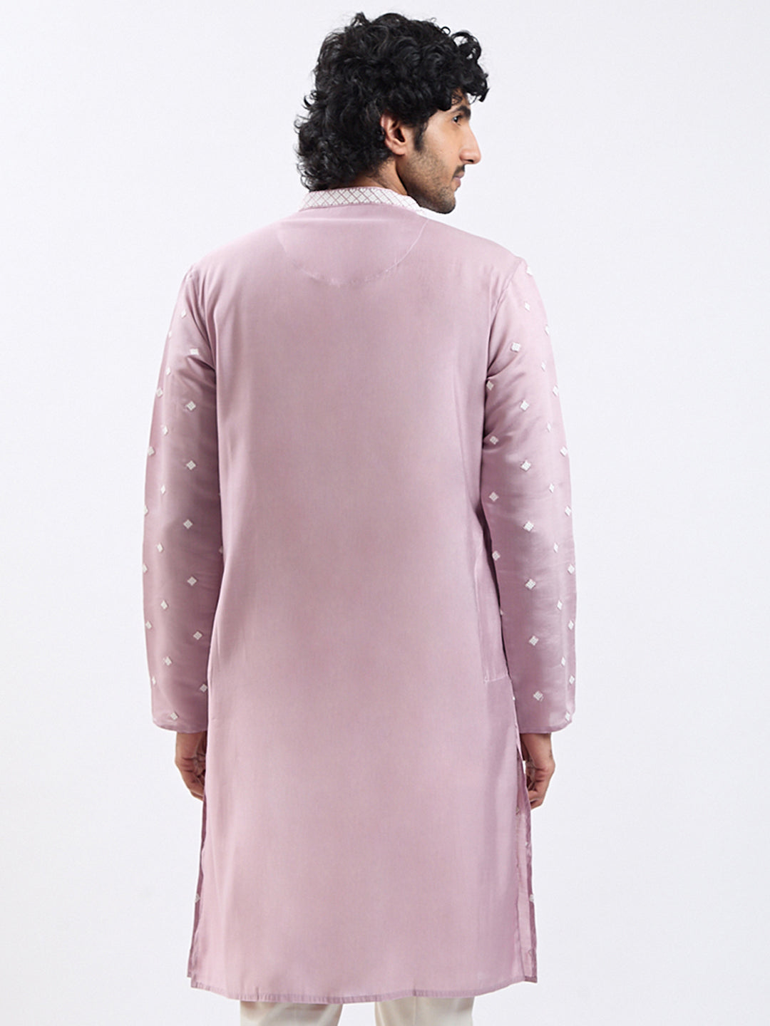 Men's Pink Silk Blend Kurta