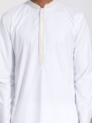 VASTRAMAY Men's White Cotton Kurta Pyjama Set