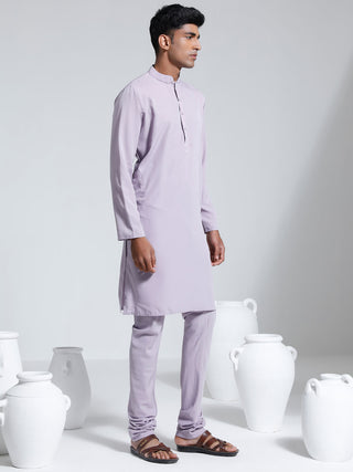 VASTRAMAY Men's Purple Crepe Kurta And Pyjama