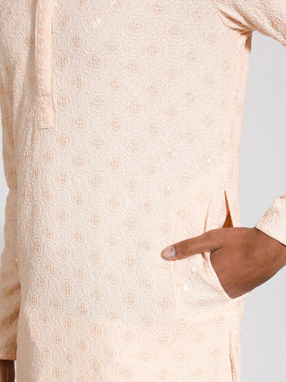 VASTRAMAY Men's Peach Rayon Kurta And Pyjama Set