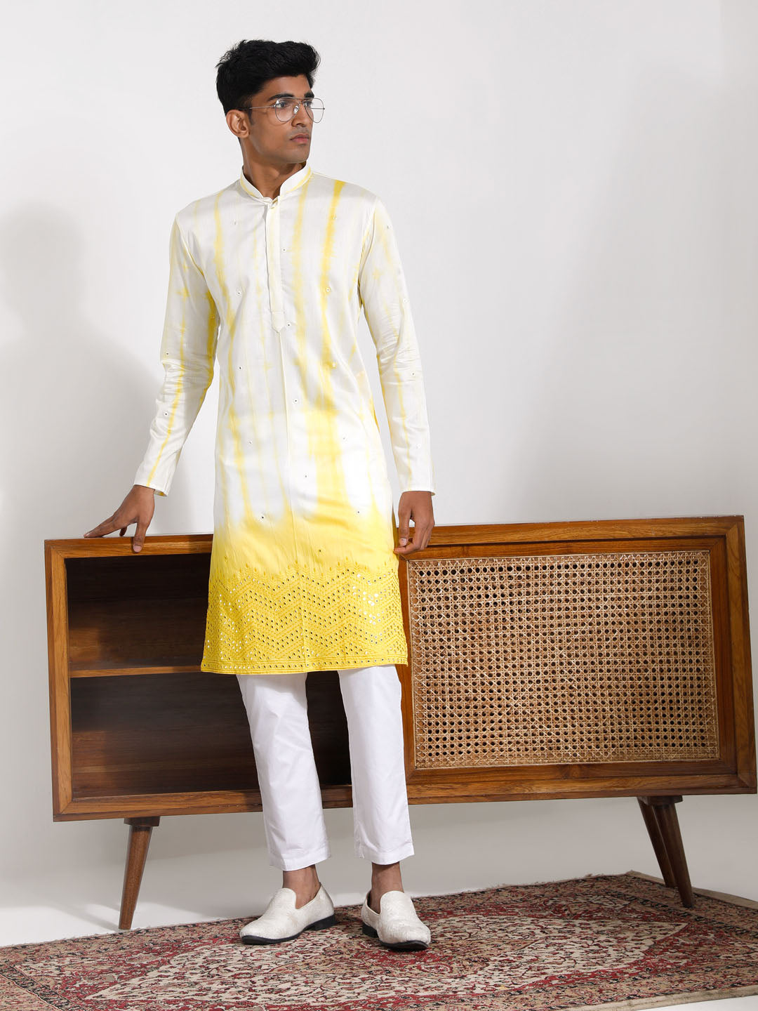 Men's Yellow Viscose Kurta