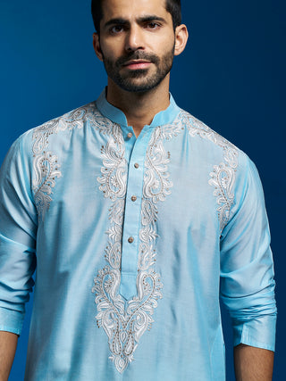 VASTRAMAY Men's Aqua Viscose Kurta