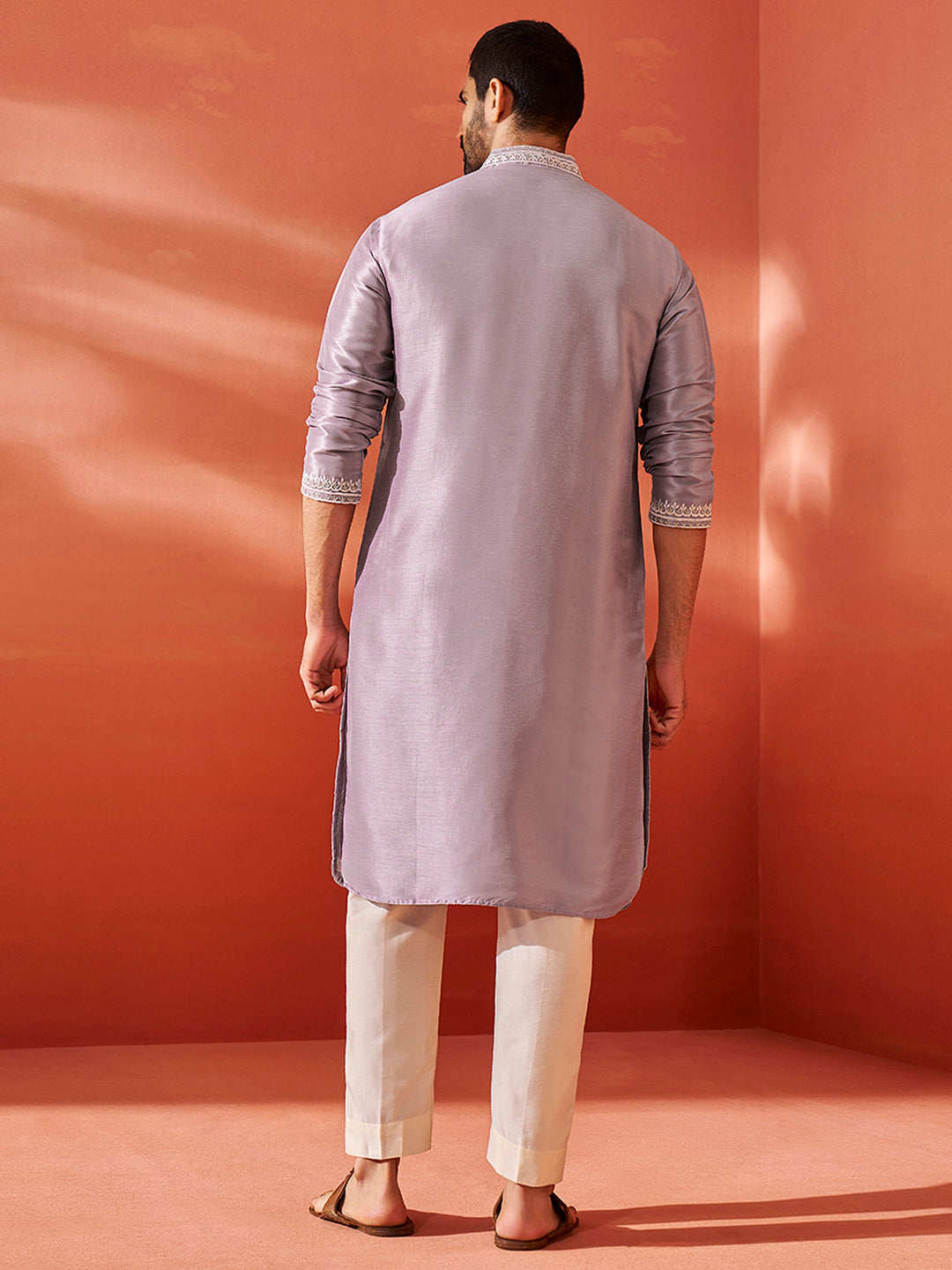 Men's Purple Silk Blend Kurta