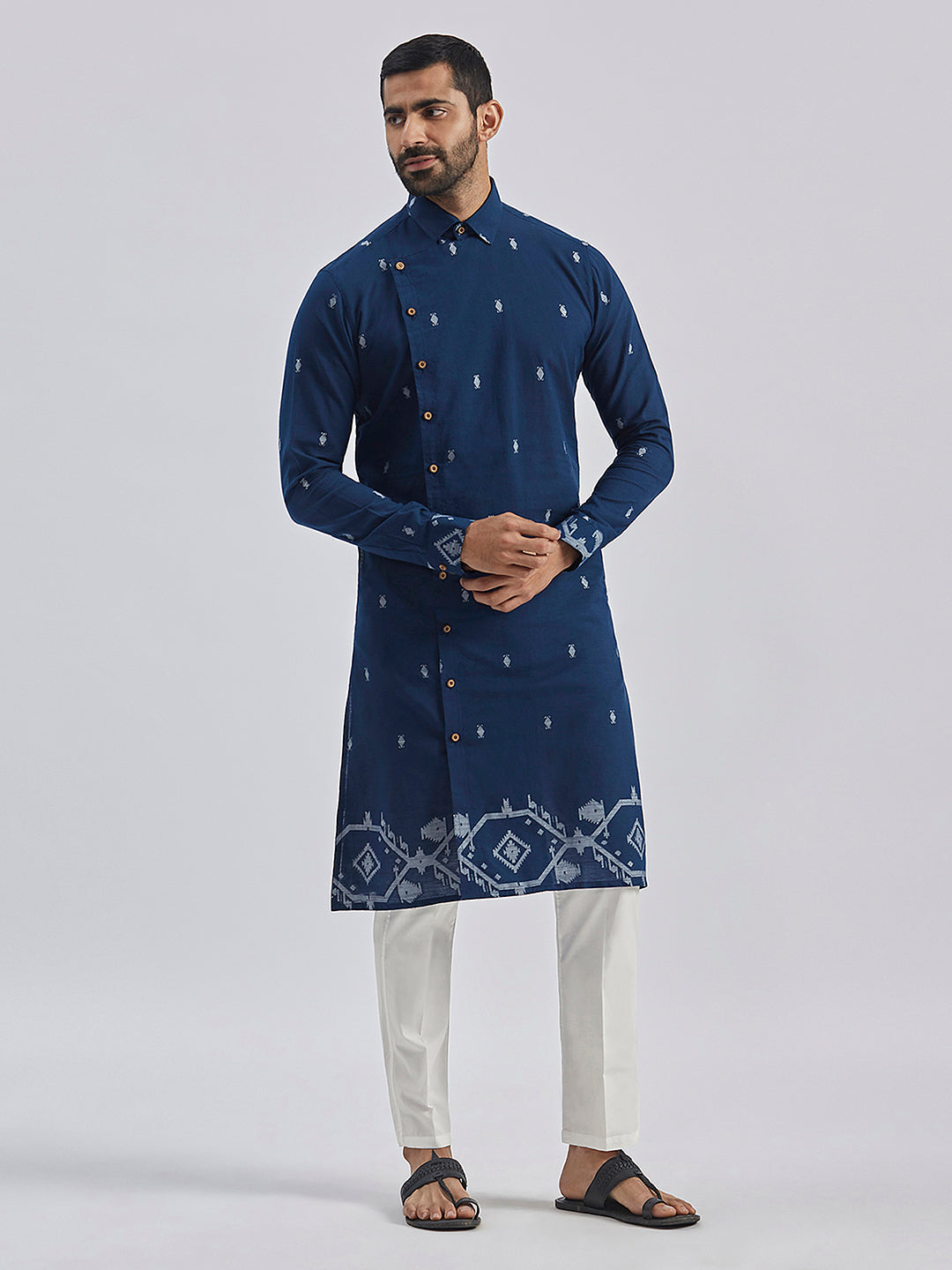 Men's Navy Blue Cotton Kurta