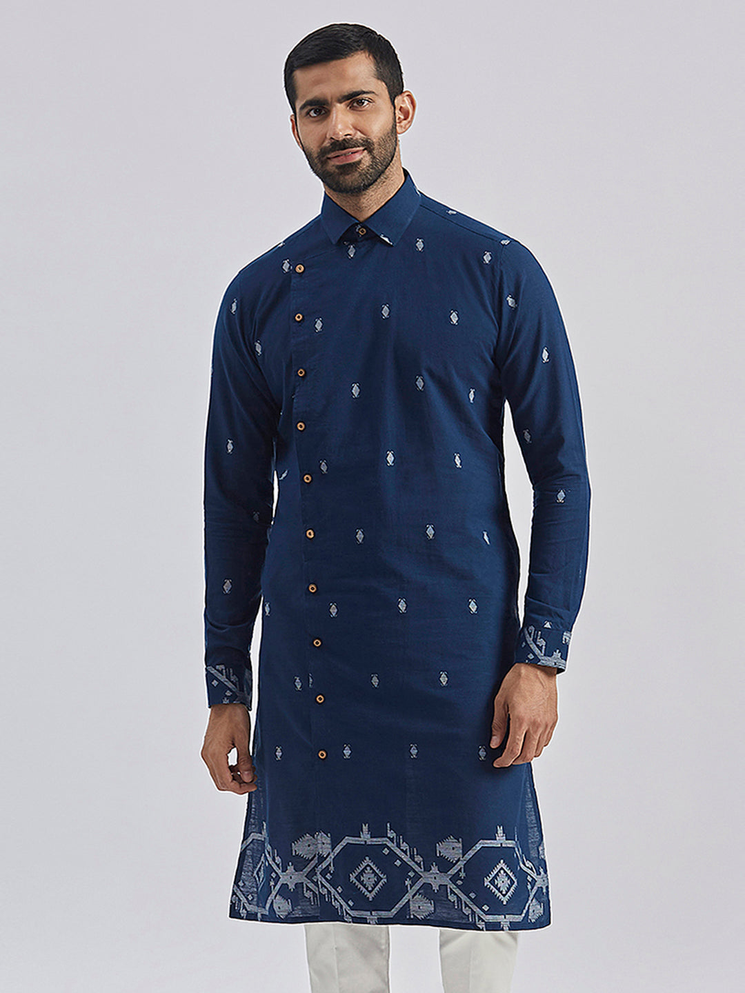 Men's Navy Blue Cotton Kurta