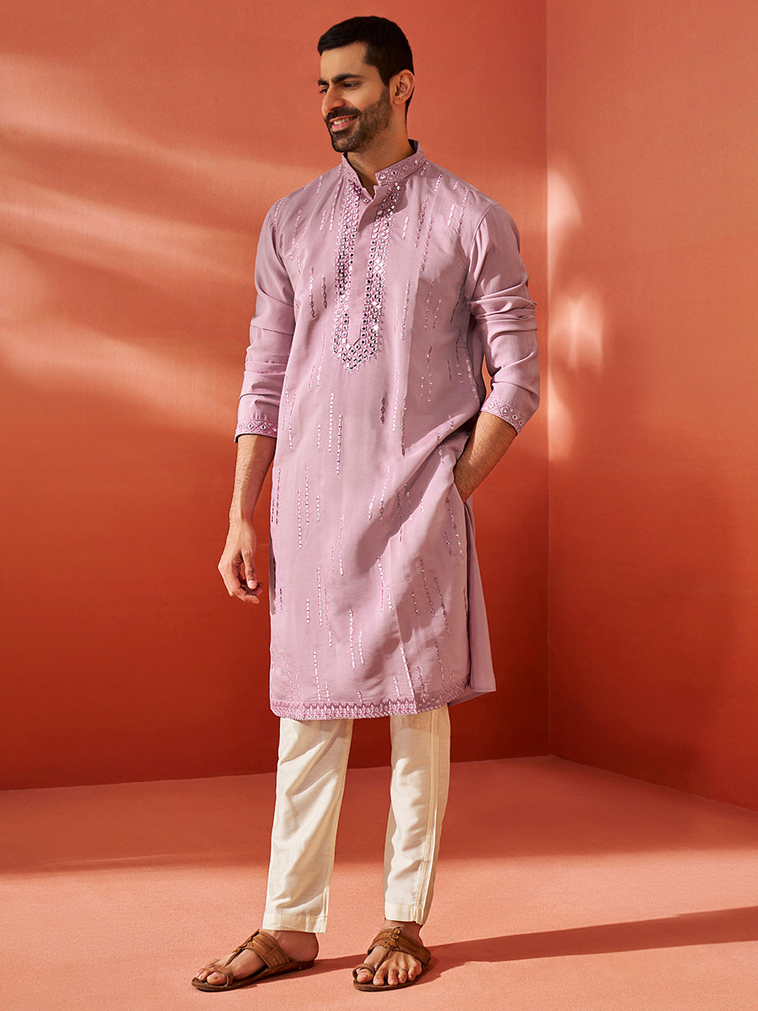 Men's Onion Chanderi Kurta