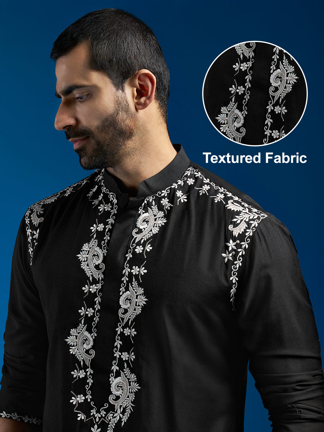Men's Black Viscose Kurta