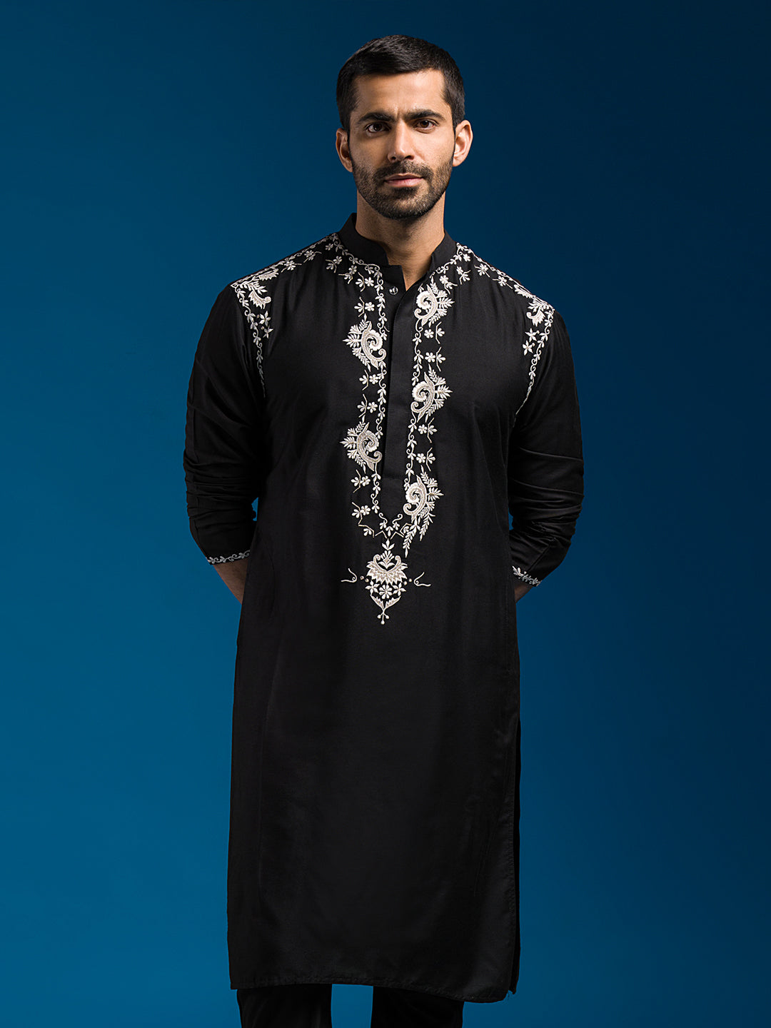 Men's Black Viscose Kurta