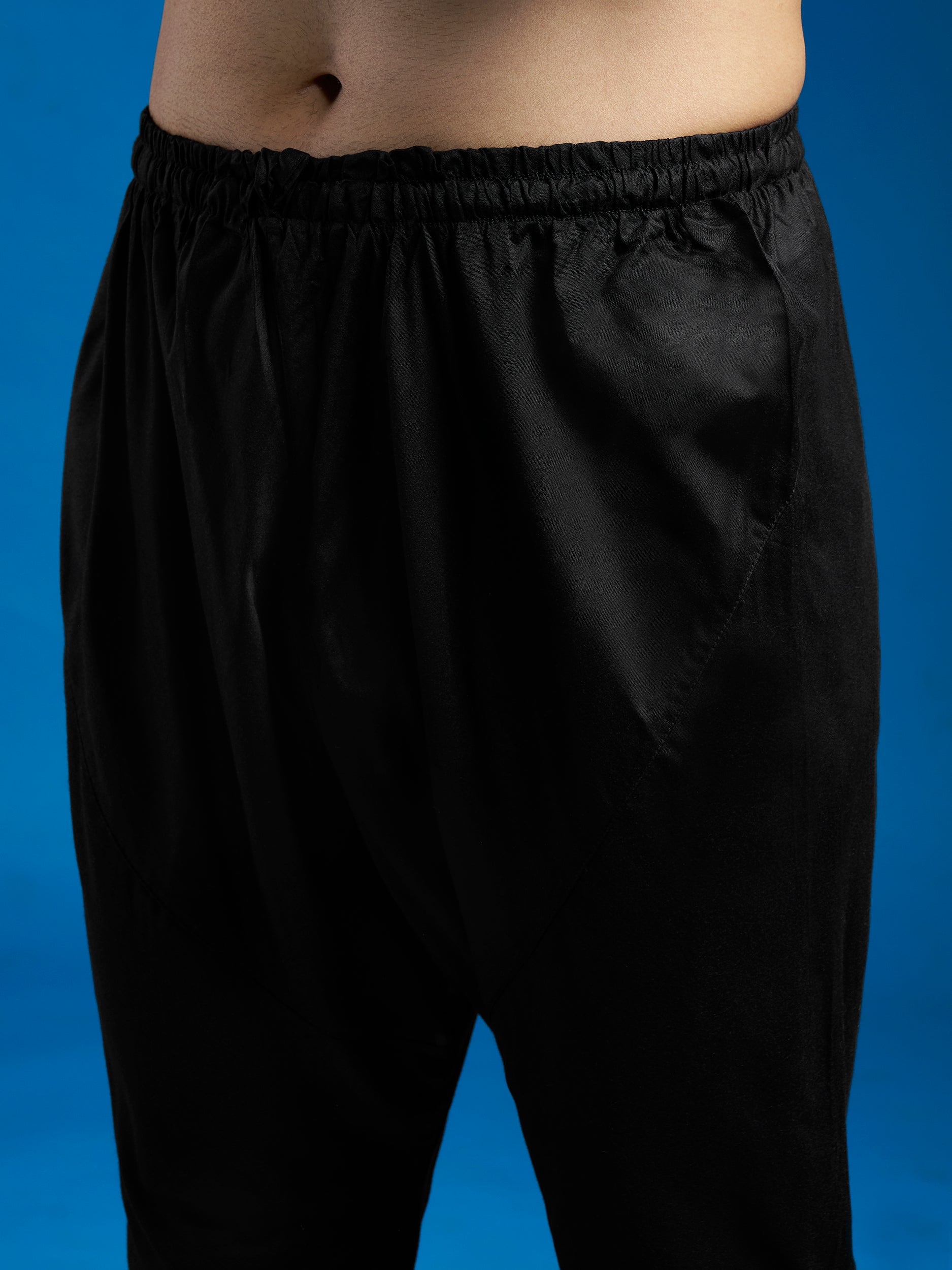 Men's Black Viscose Kurta And Pyjama Set