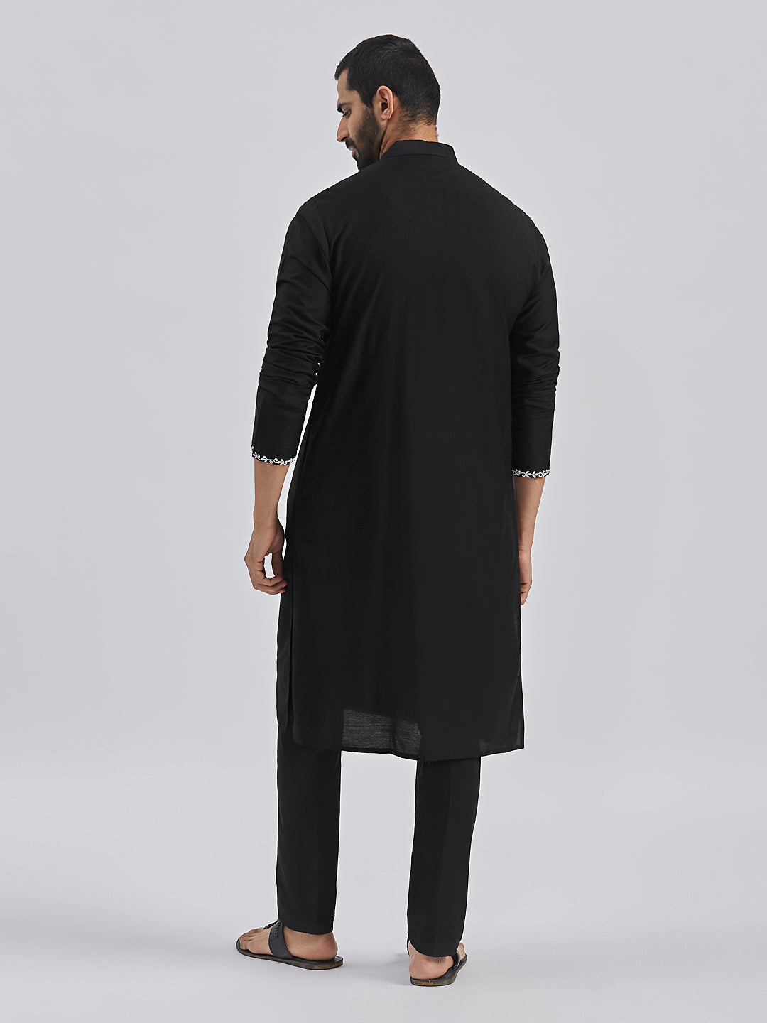 Men's Black Viscose Kurta And Pyjama Set