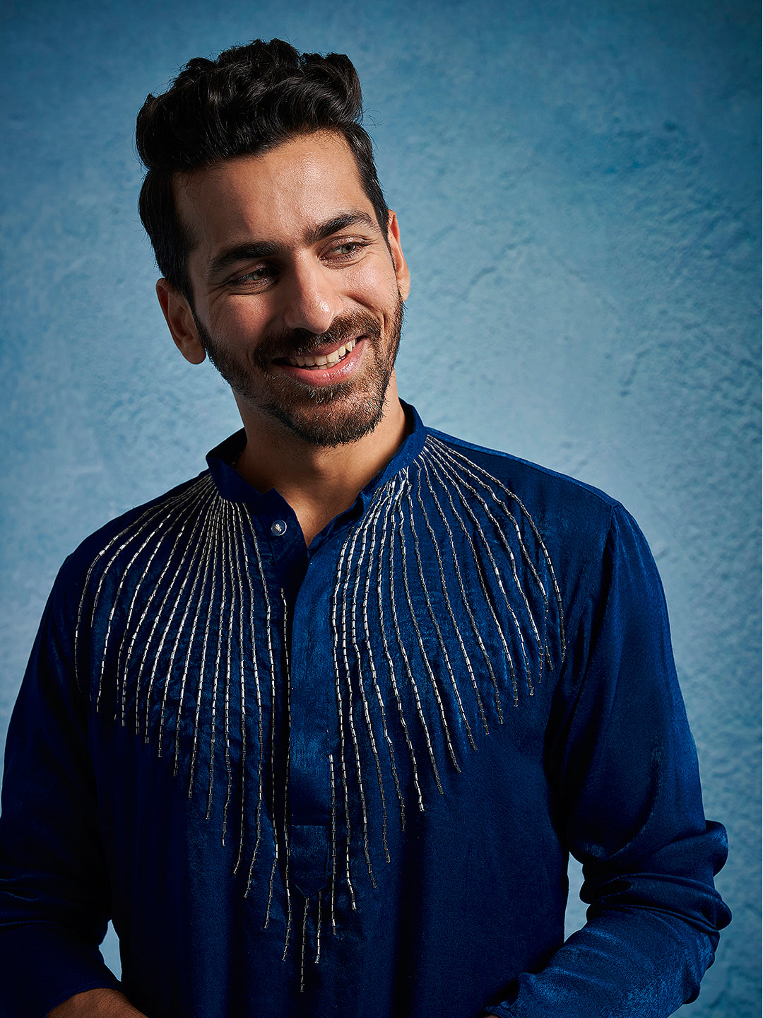 Men's Turquoise Silk Blend Kurta