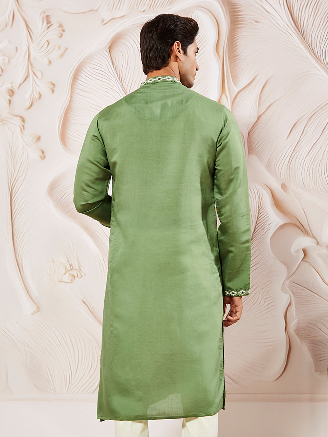 Men's Mint Green Silk Blend Kurta
