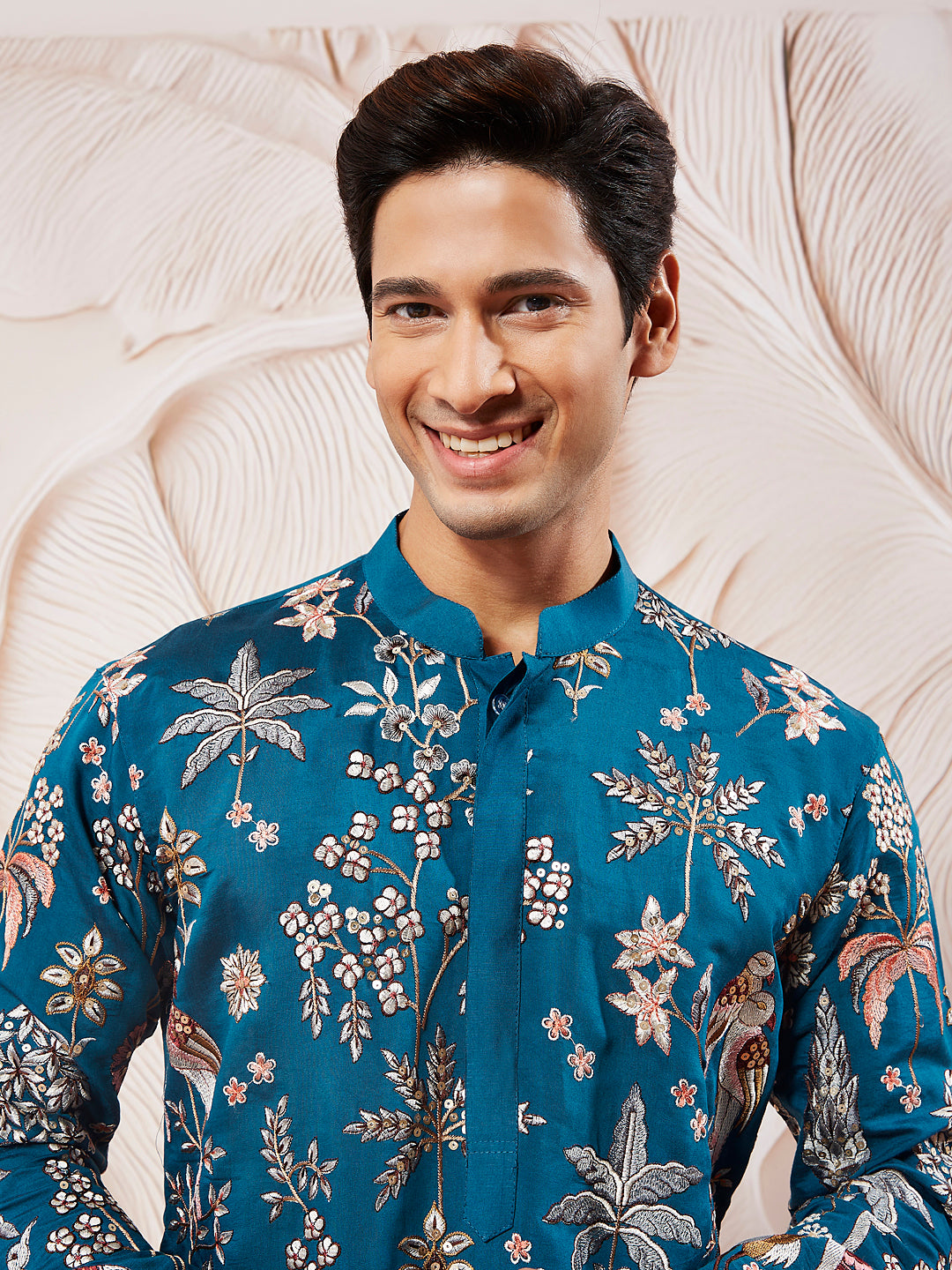 Men's Turquoise Silk Blend Kurta