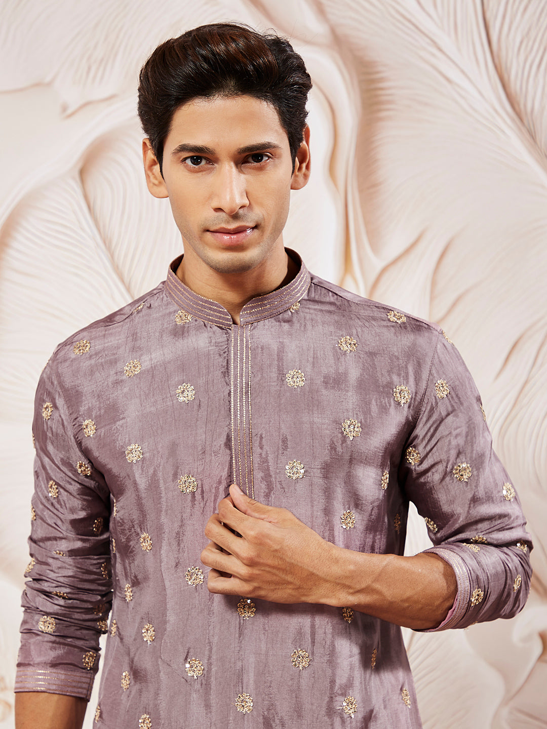 Men's Lavender Tissue Silk Kurta Pyjama Set