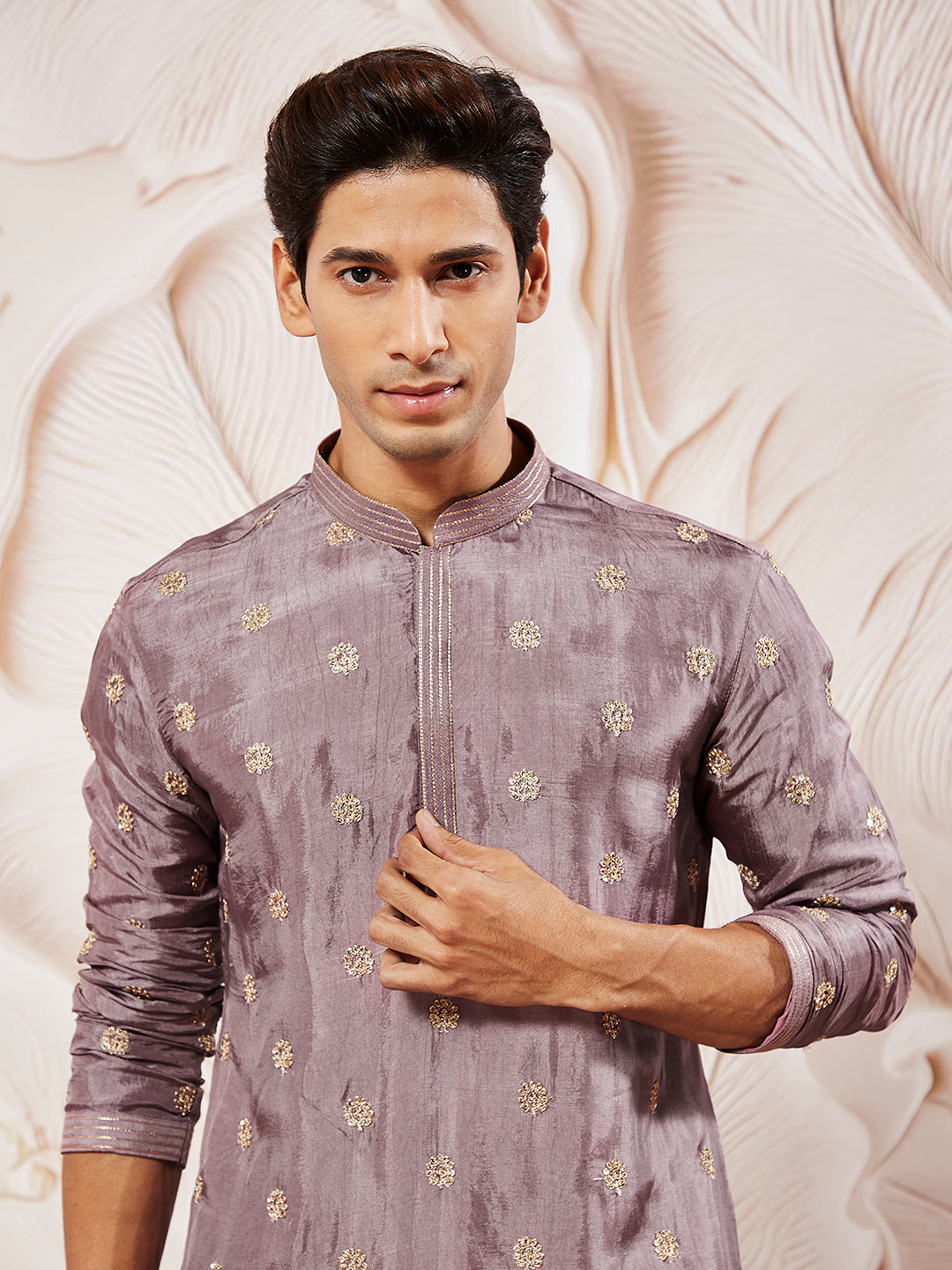 Men's Lavender Tissue Silk Kurta Pyjama Set