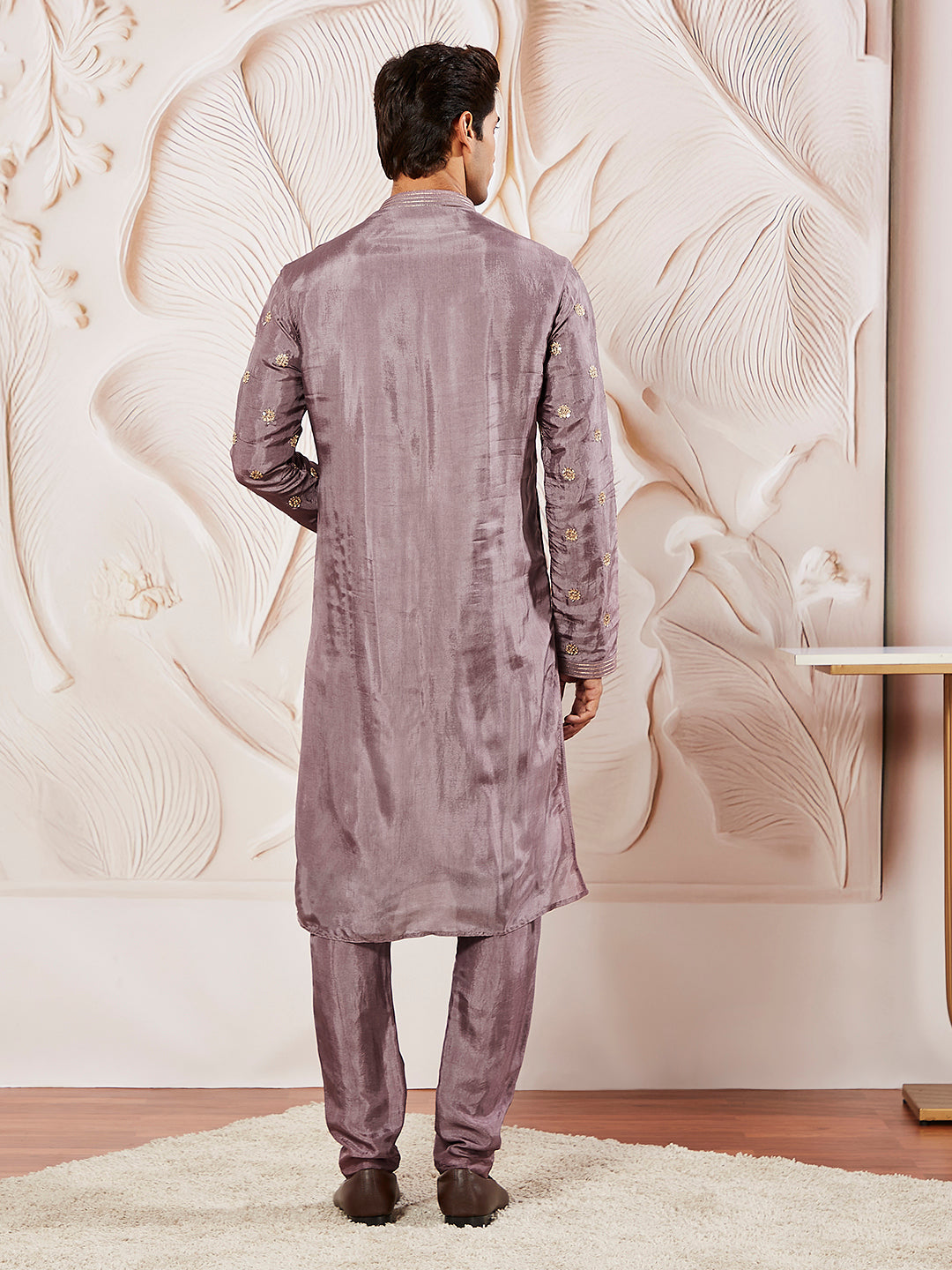 Men's Lavender Tissue Silk Kurta Pyjama Set