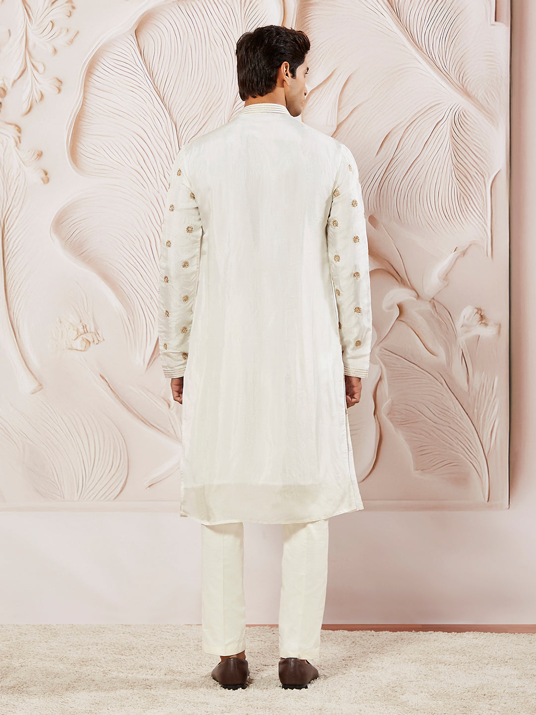 Men's White Tissue Silk Kurta Pyjama Set