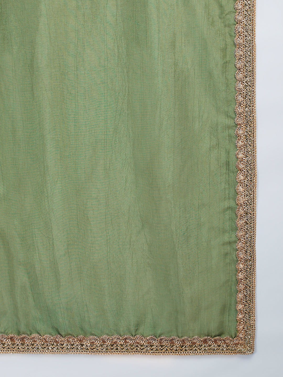Men's Green Tissue Silk Kurta Pyjama And Dupatta Set For Men's