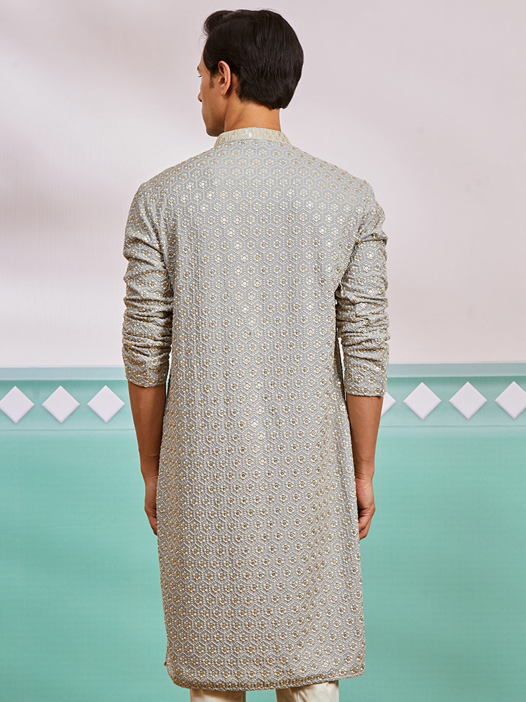 Men's Grey Rayon Kurta
