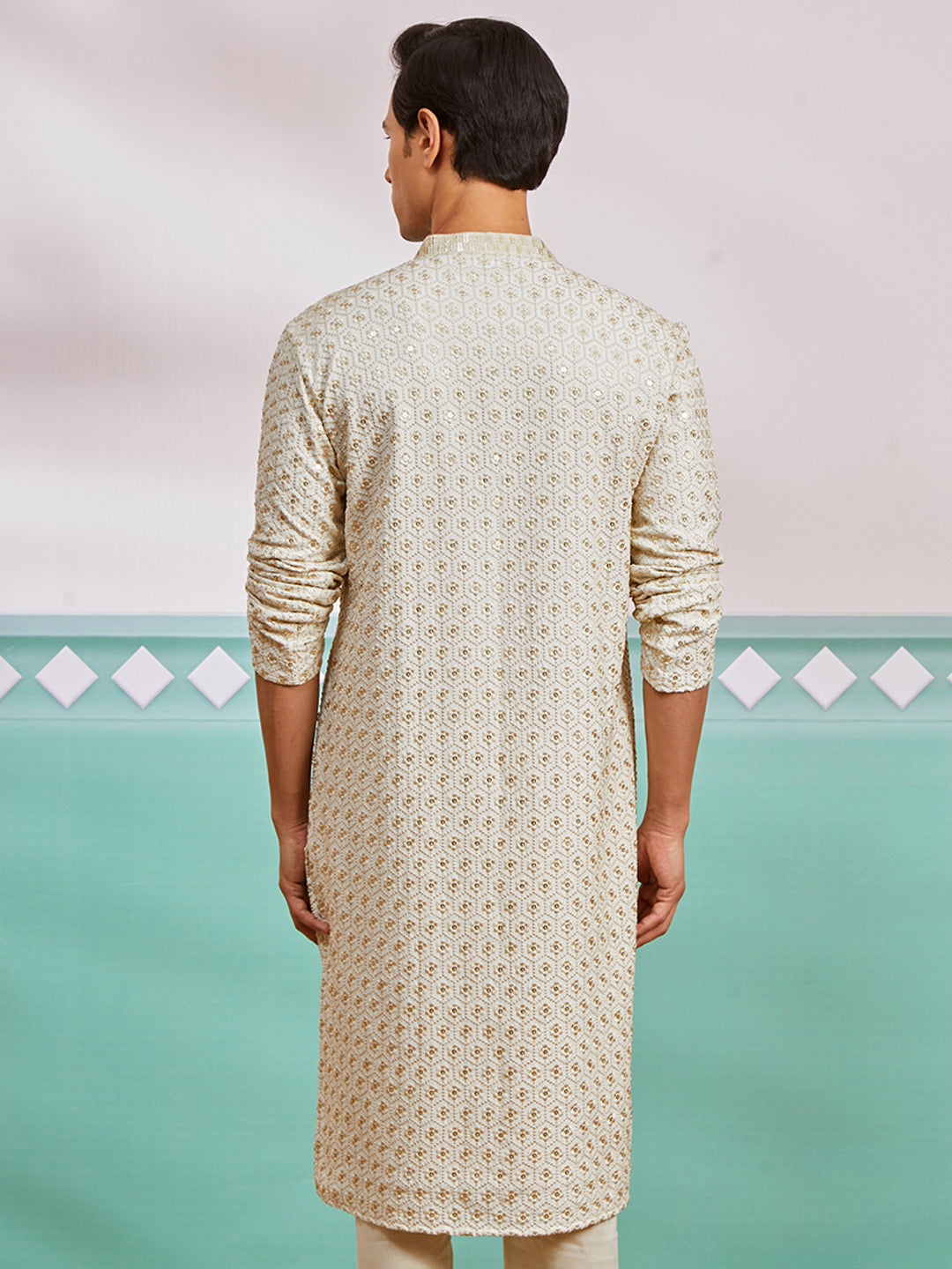Men's Off White Rayon Kurta