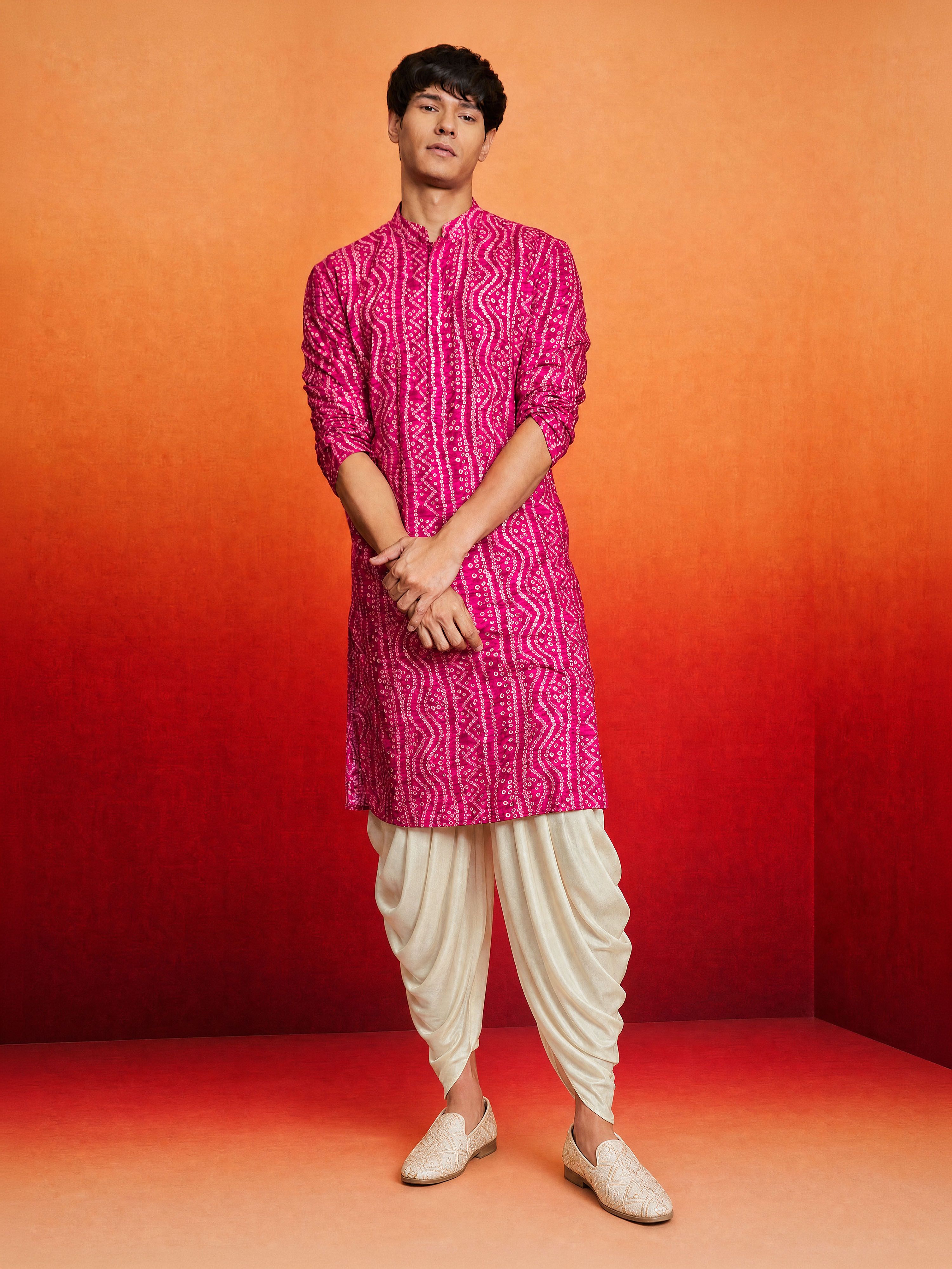 Men Purple Rayon Kurta with Dhoti Casual, Summer / Casual, Wedding, Diwali, Holi collection, Festive, Festive Glitz, Navratri, Janmastami, Raksha Bandhan Ethnic Wear