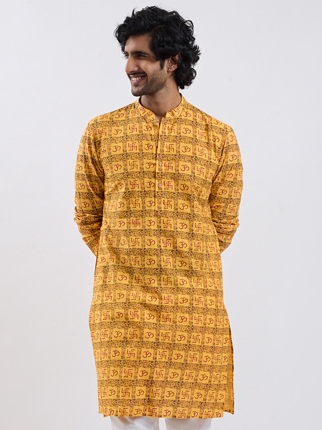 Men's Yellow Cotton Kurta