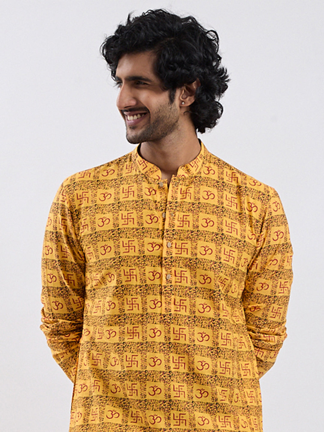 Men's Yellow Cotton Kurta