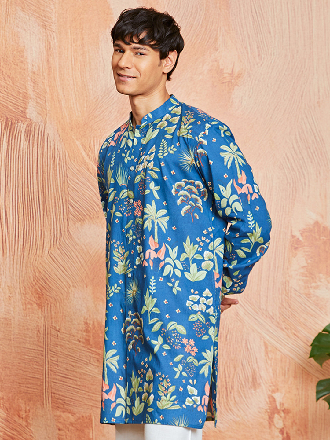 Men's Blue Cotton Kurta