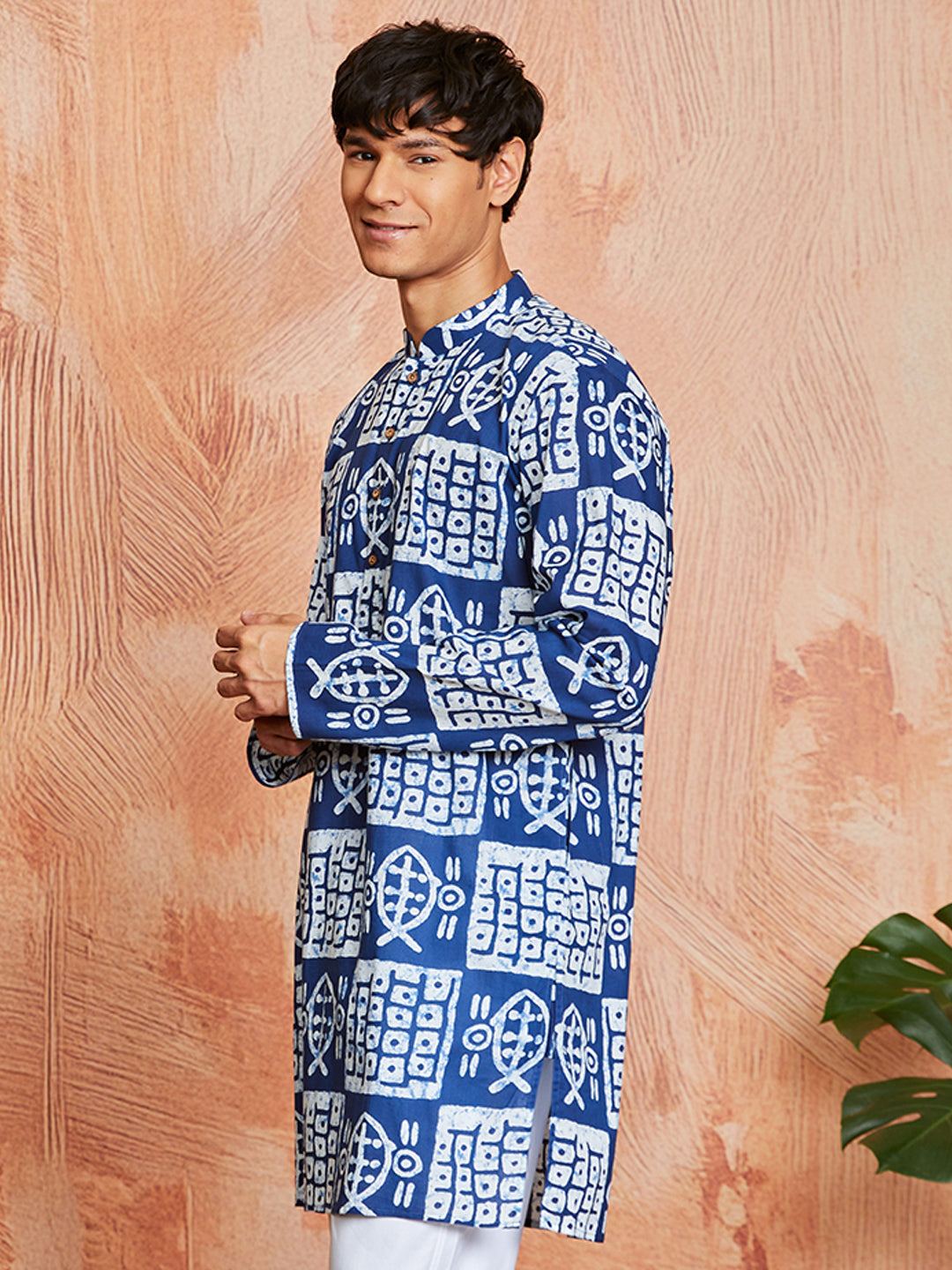 Men's Blue Cotton Kurta