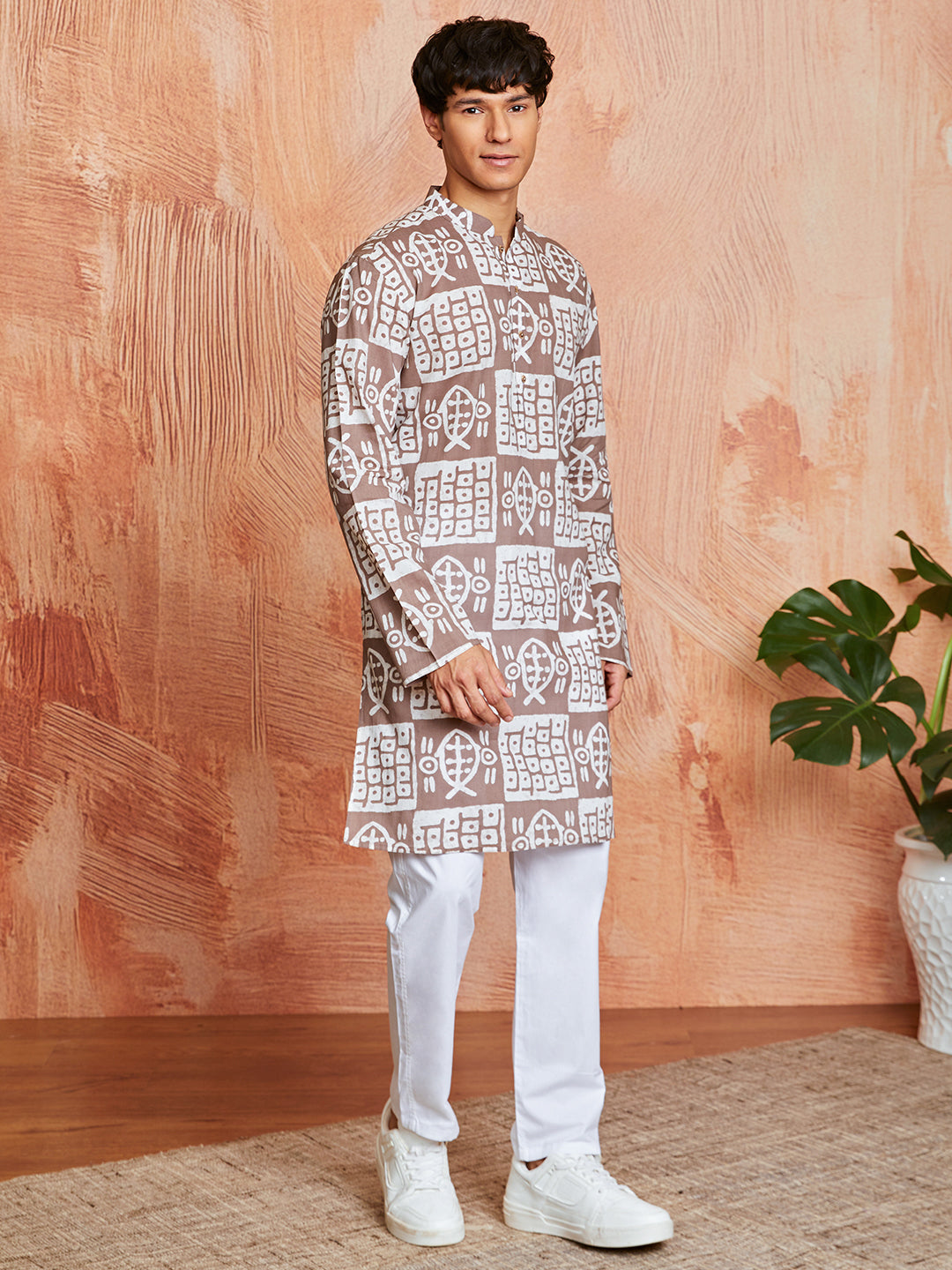 Men's Grey Cotton Kurta And Pyjama Set