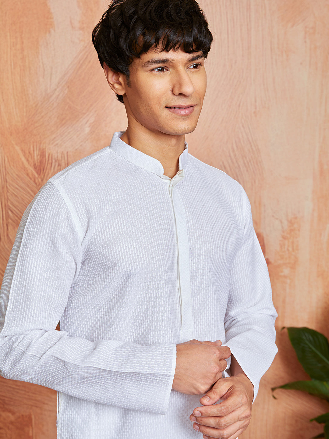 Men's White Cotton  Kurta And Pyjama Set