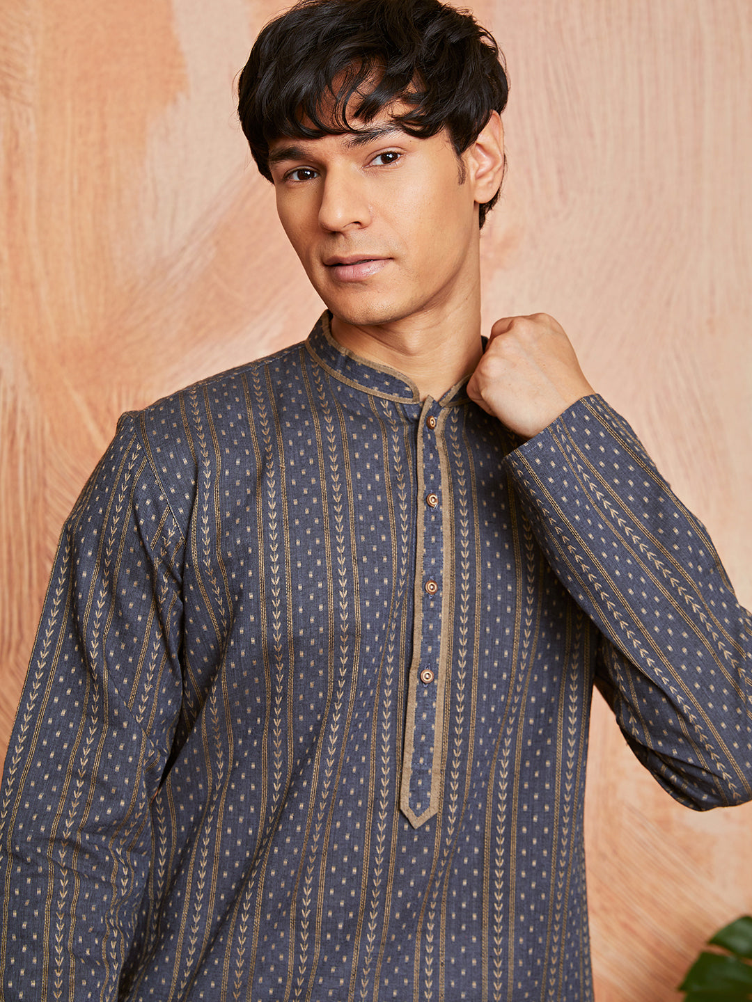 Men's Grey Cotton Kurta
