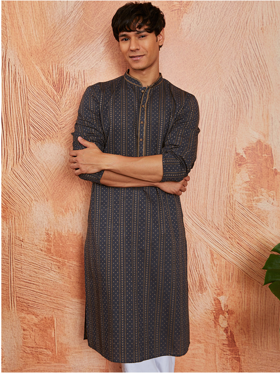 Men's Grey Cotton Kurta