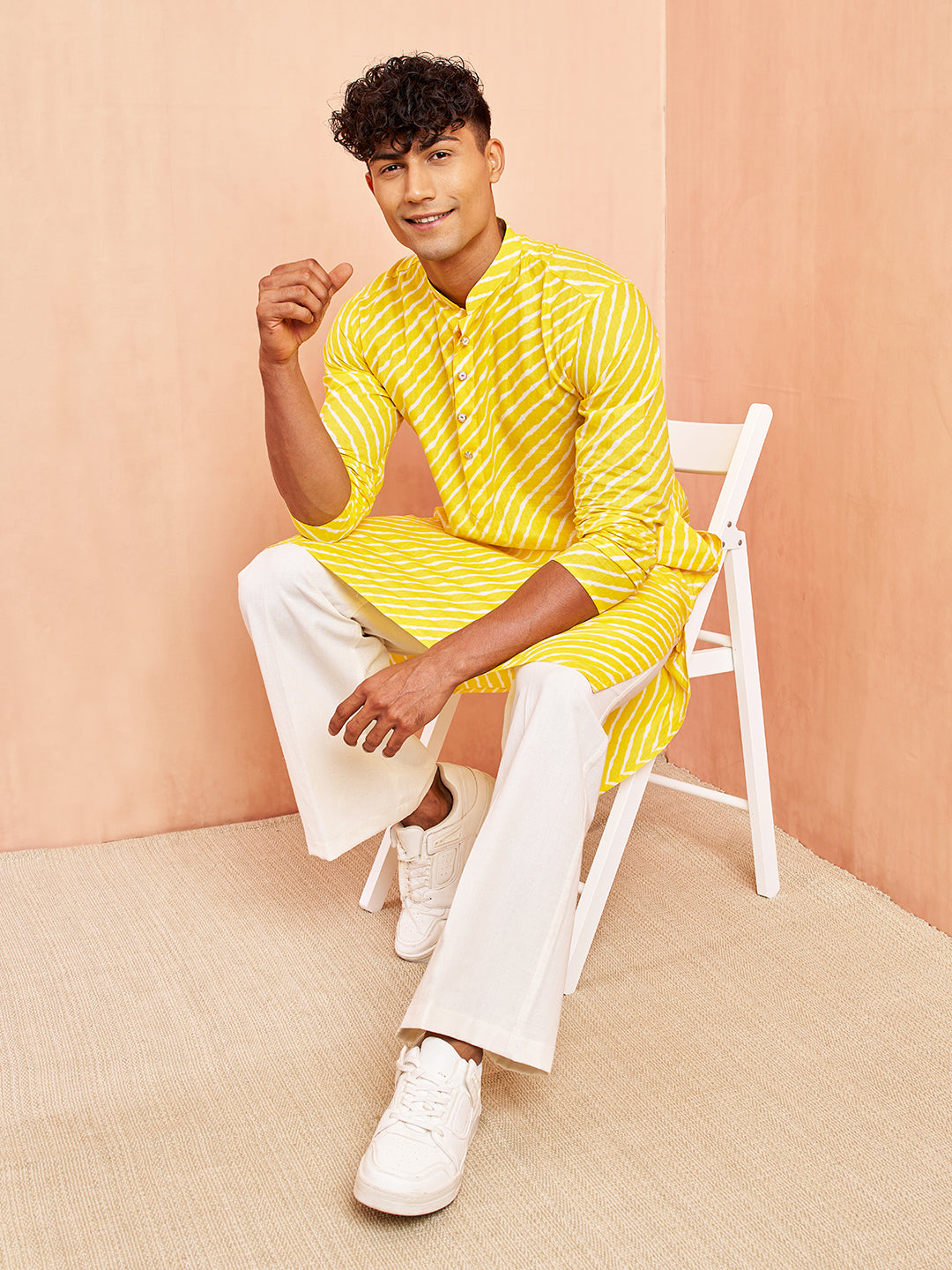 Men's Yellow Cotton Kurta