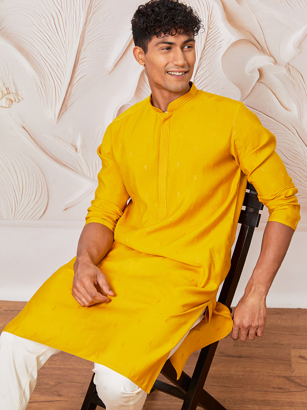 Men's Mustard Cotton Blend Only Kurta