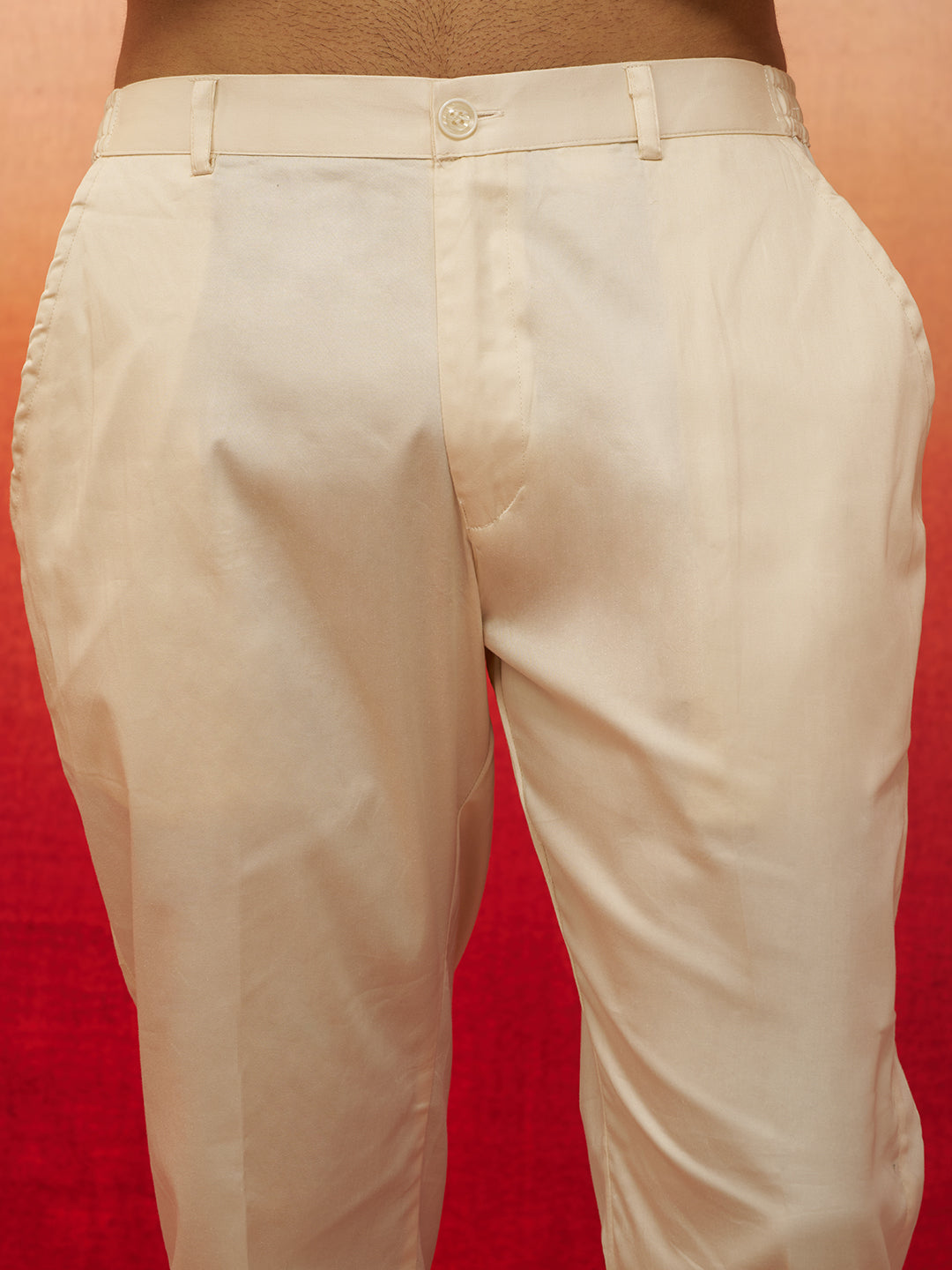 Men's Multicolor Digital Print Kurta with Cream Pants Set