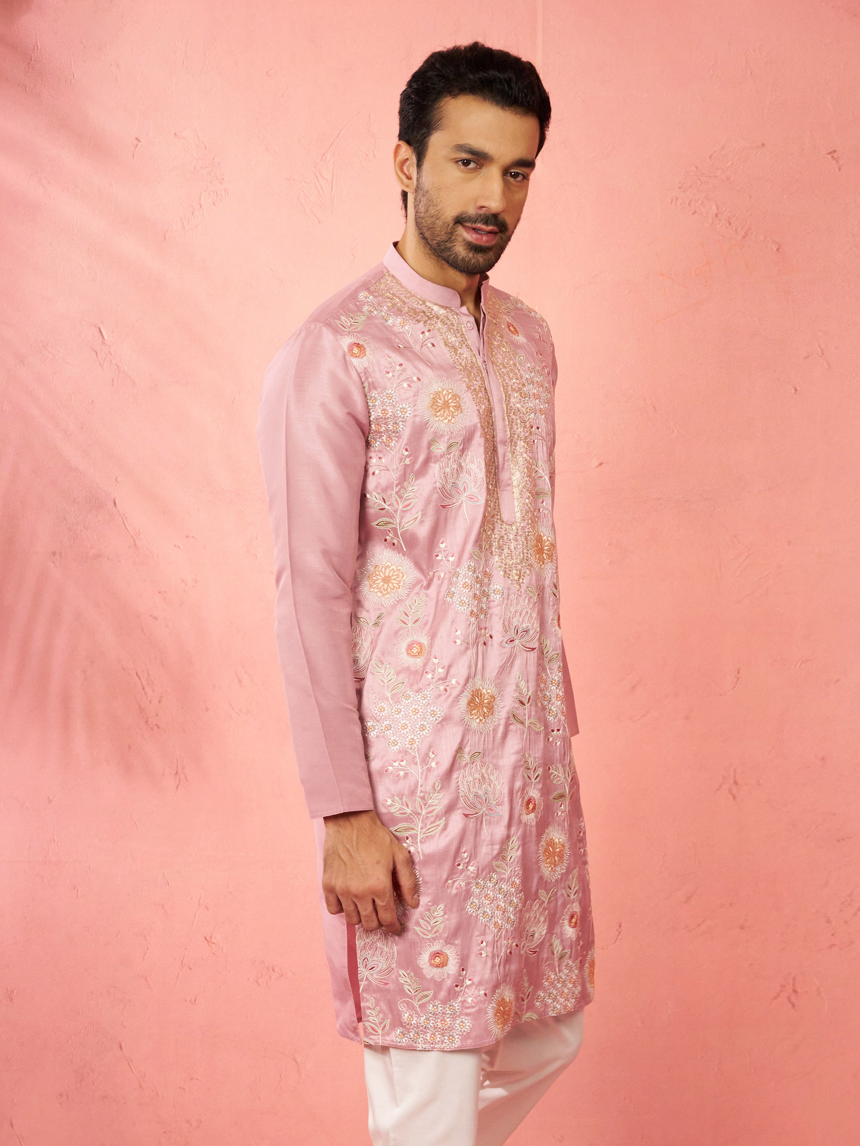 Men's Onion Silk Blend Kurta