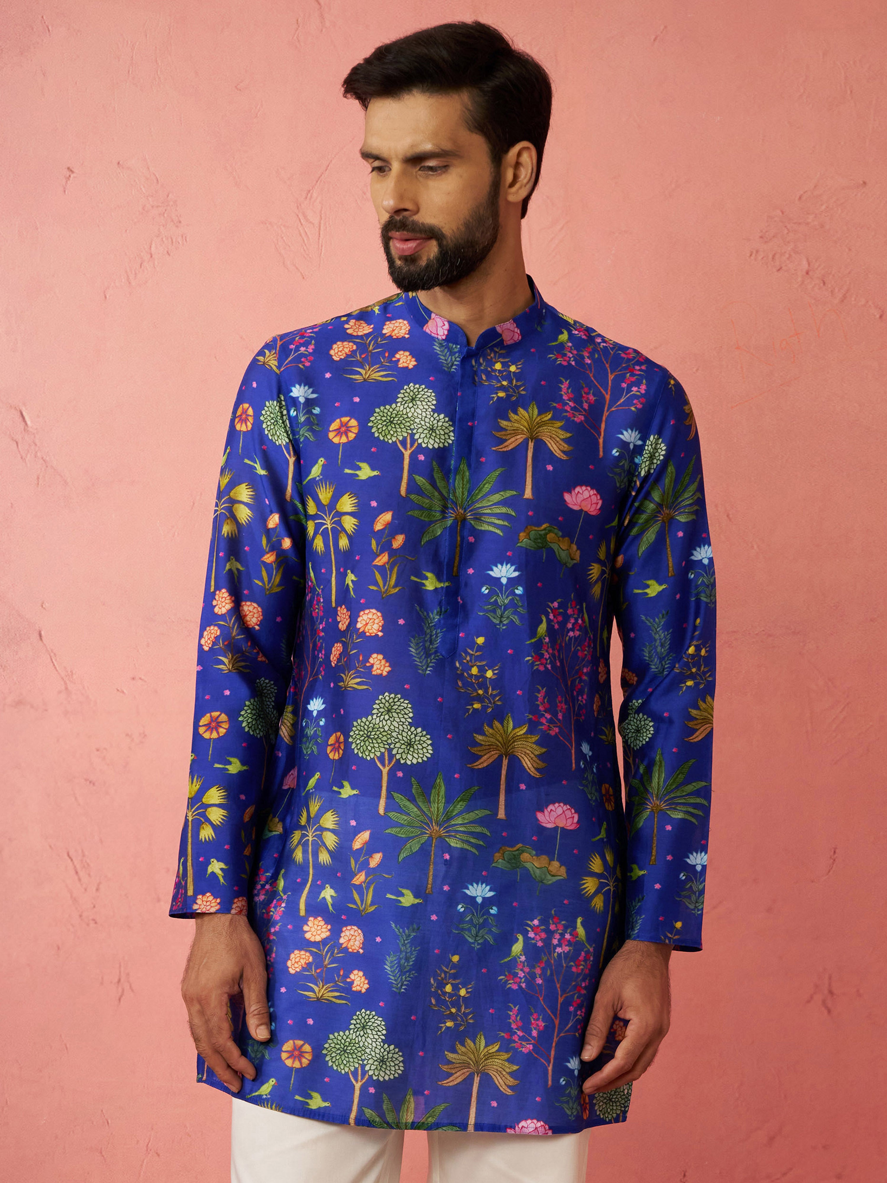 Men's Blue Digital Print Kurta Rakhi Gift Box for Brother | Premium Raksha Bandhan Gift