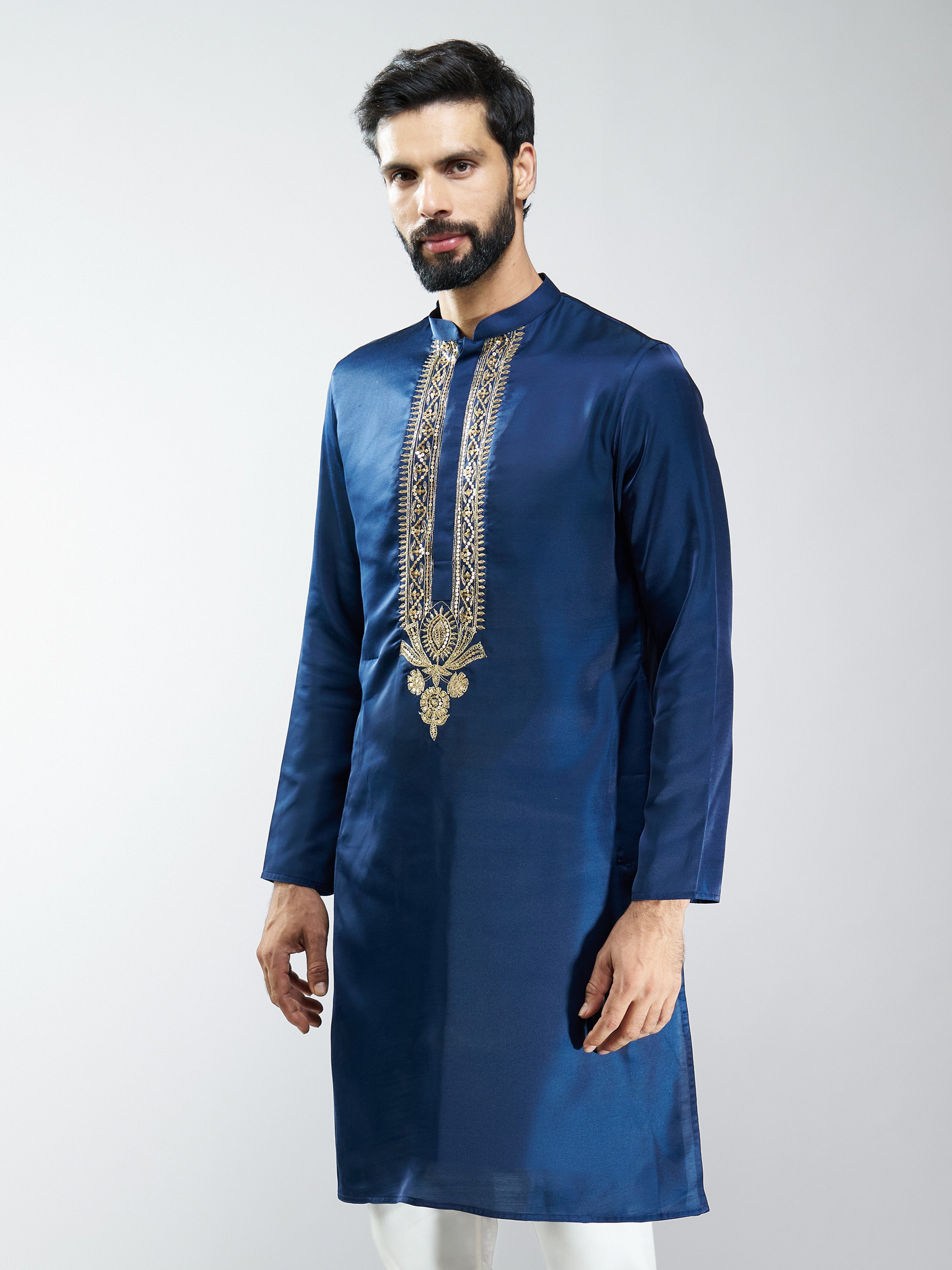 Men Silk Embroidered Kurta