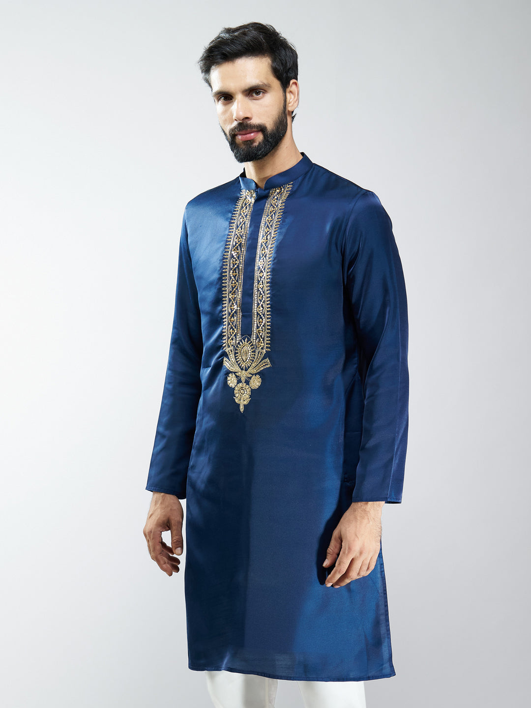 Men Silk Embroidered Kurta