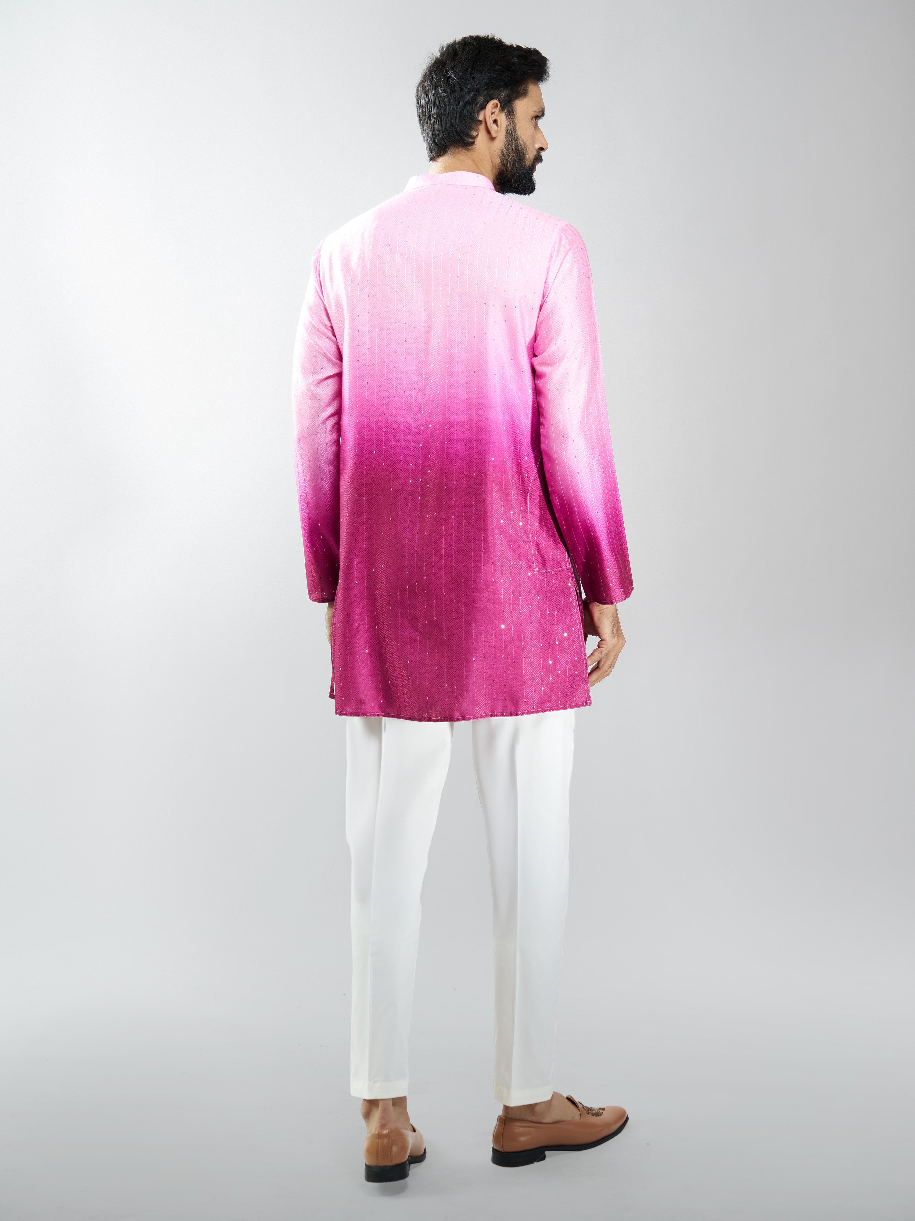 Men Falsa Silk Blend Ombre Sequin Kurta Pant Set