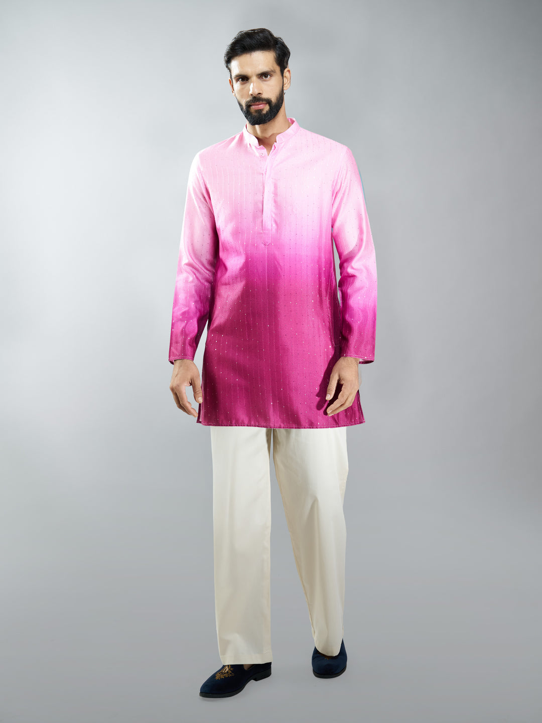 Men Falsa Silk Blend Ombre Sequin Kurta Palazzo Set