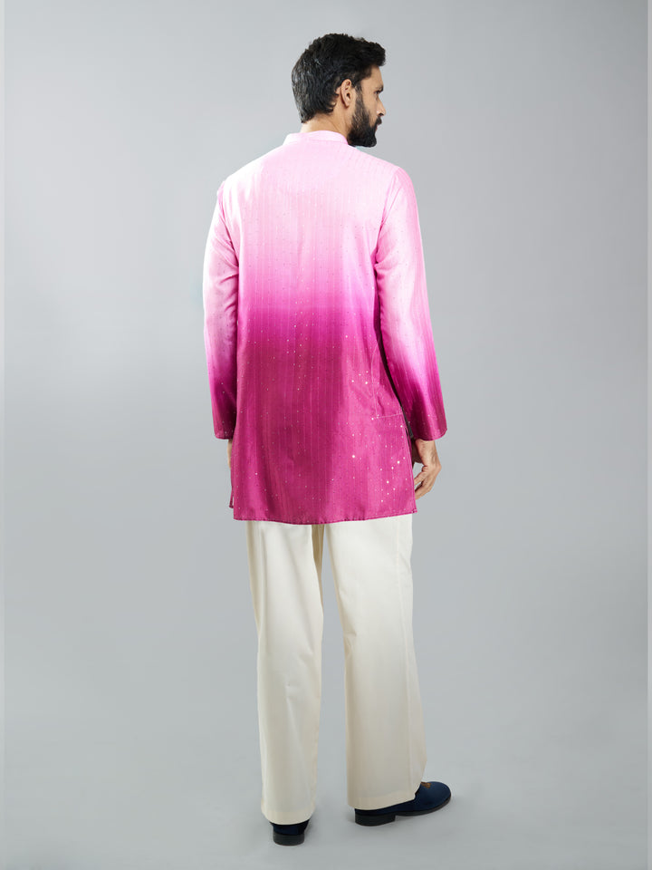 Men Falsa Silk Blend Ombre Sequin Kurta Palazzo Set