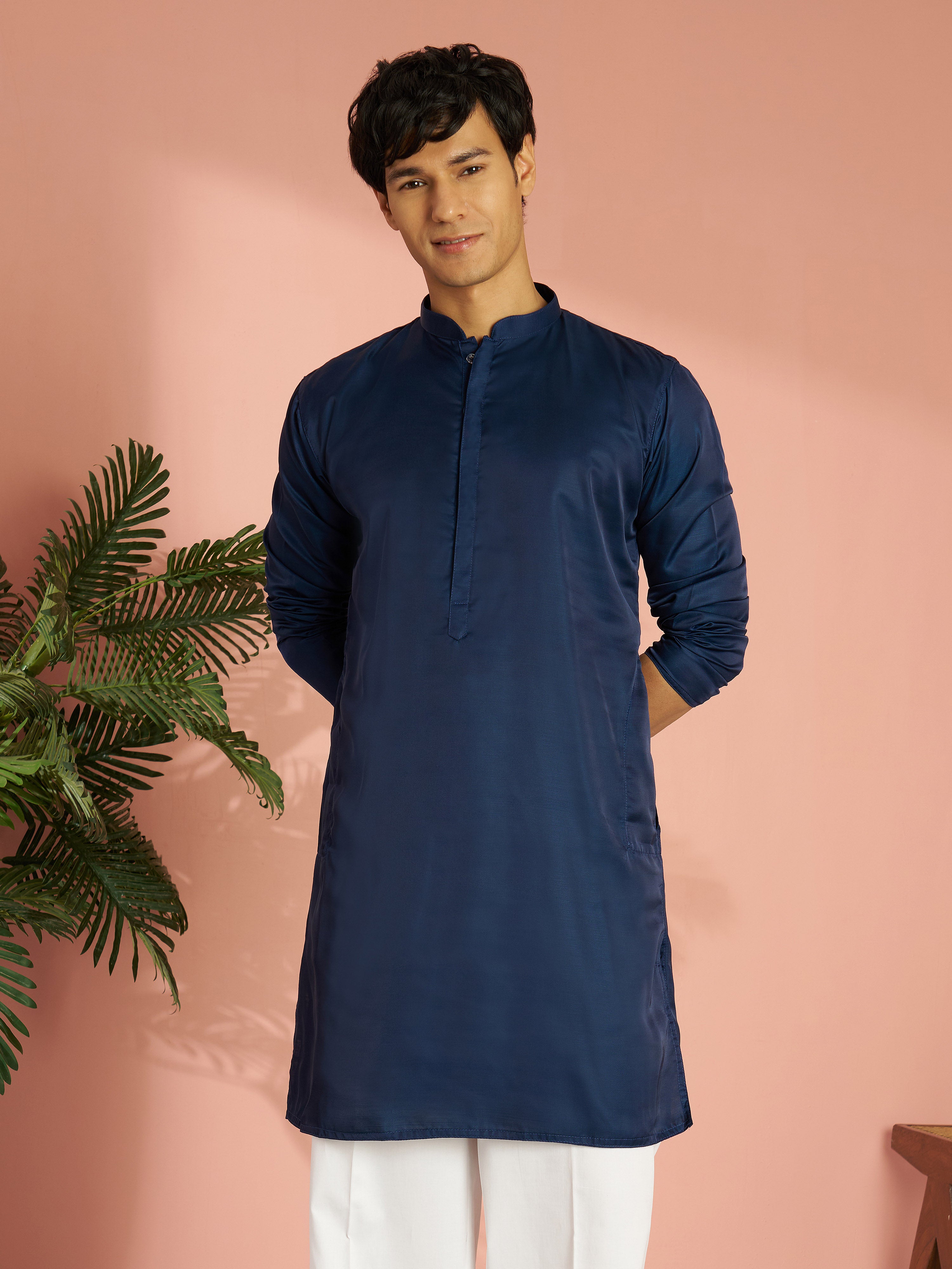 Men Silk Solid Kurta