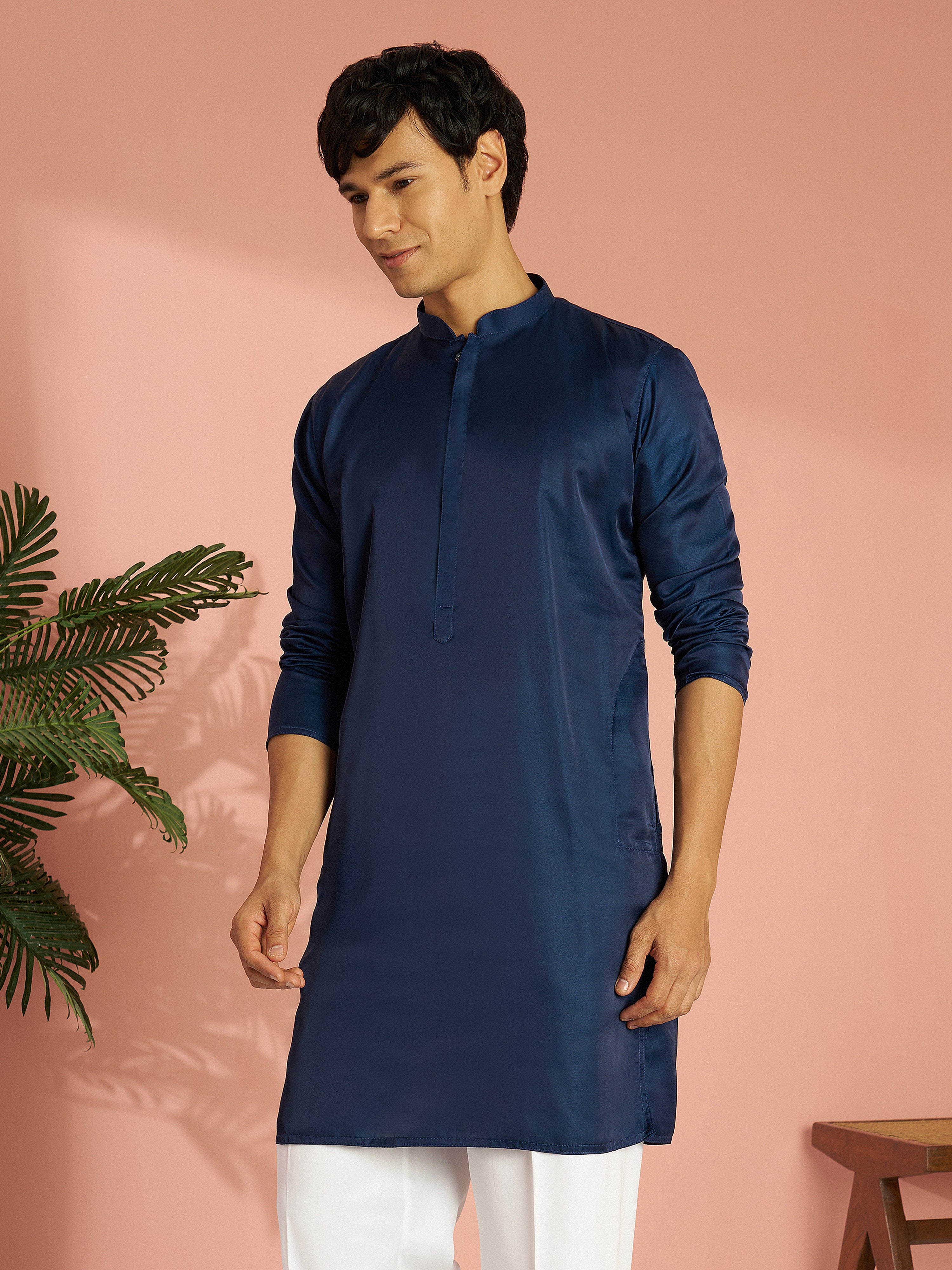 Men Silk Solid Kurta