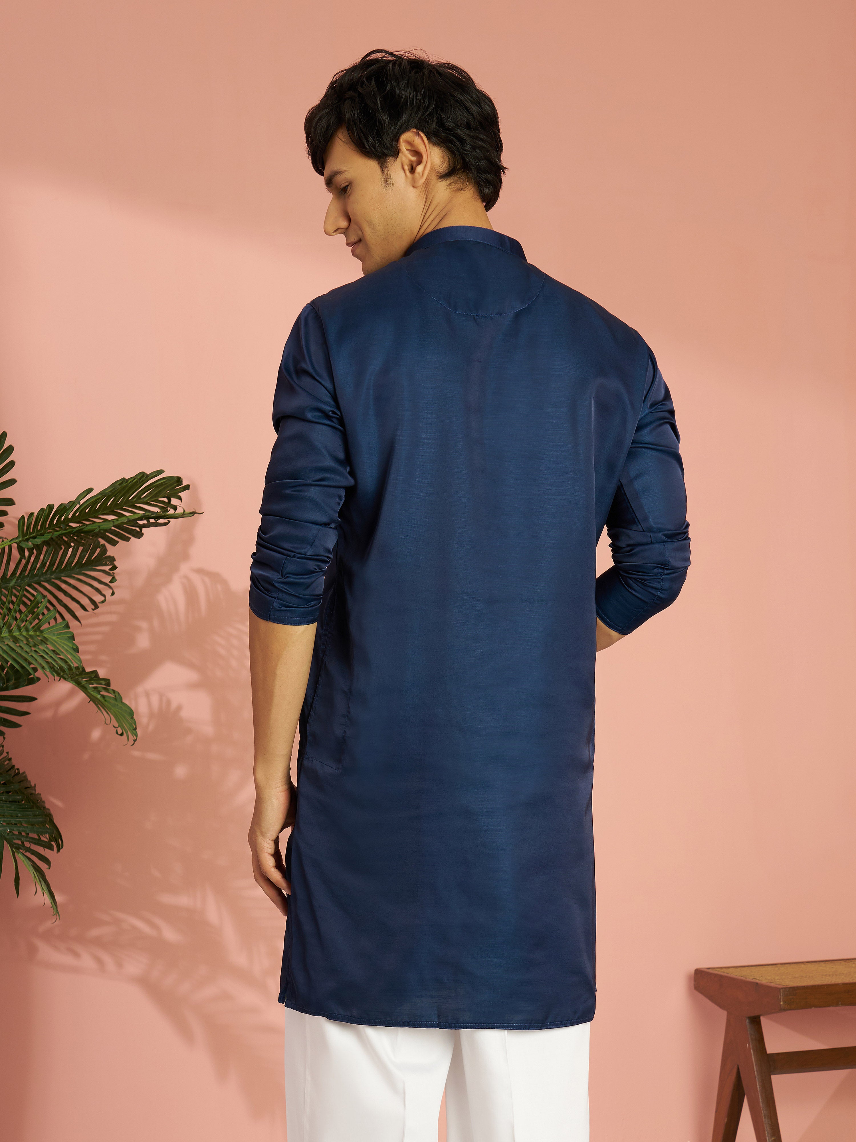 Men Silk Solid Kurta