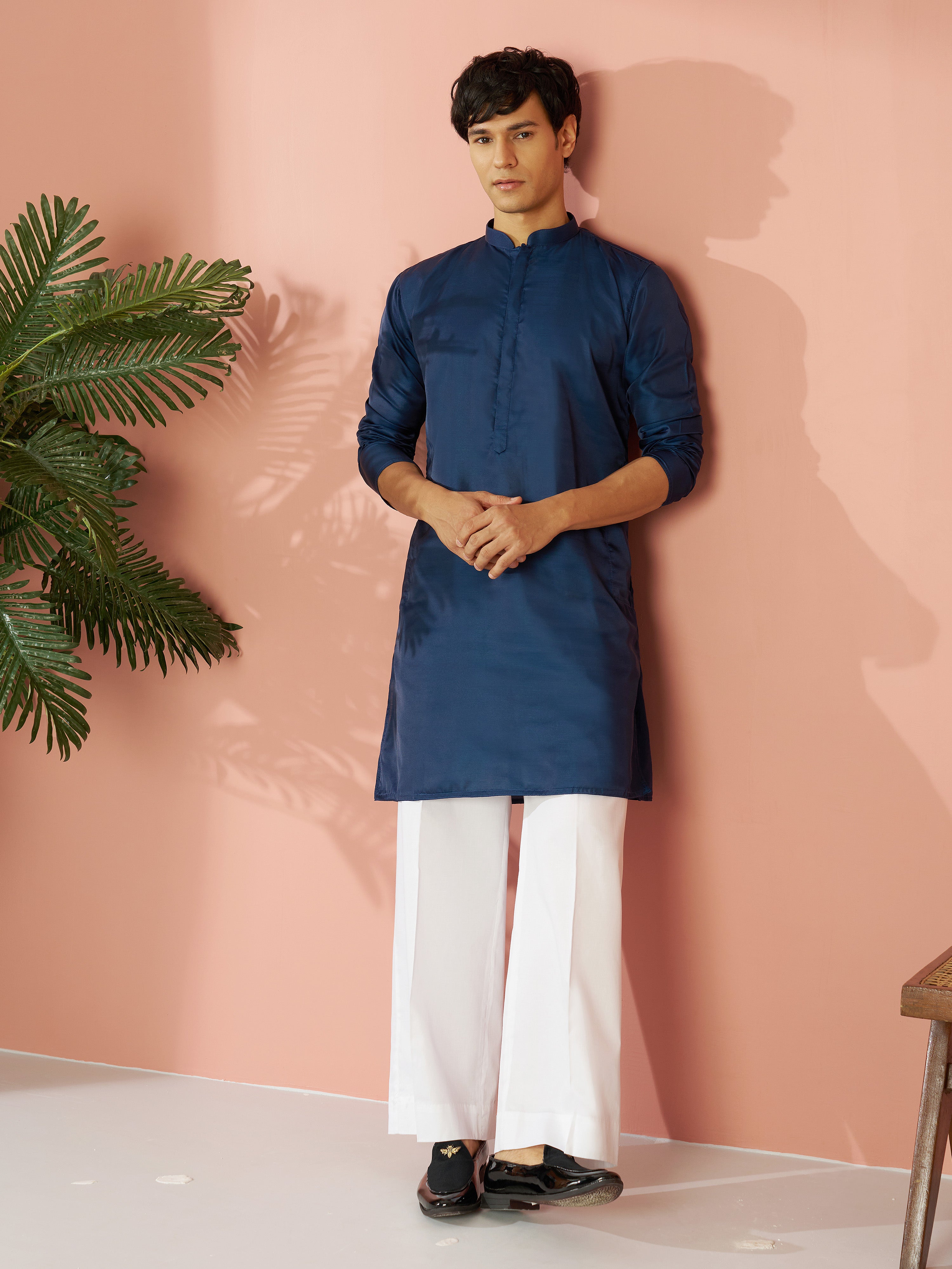 Men Silk Solid Kurta