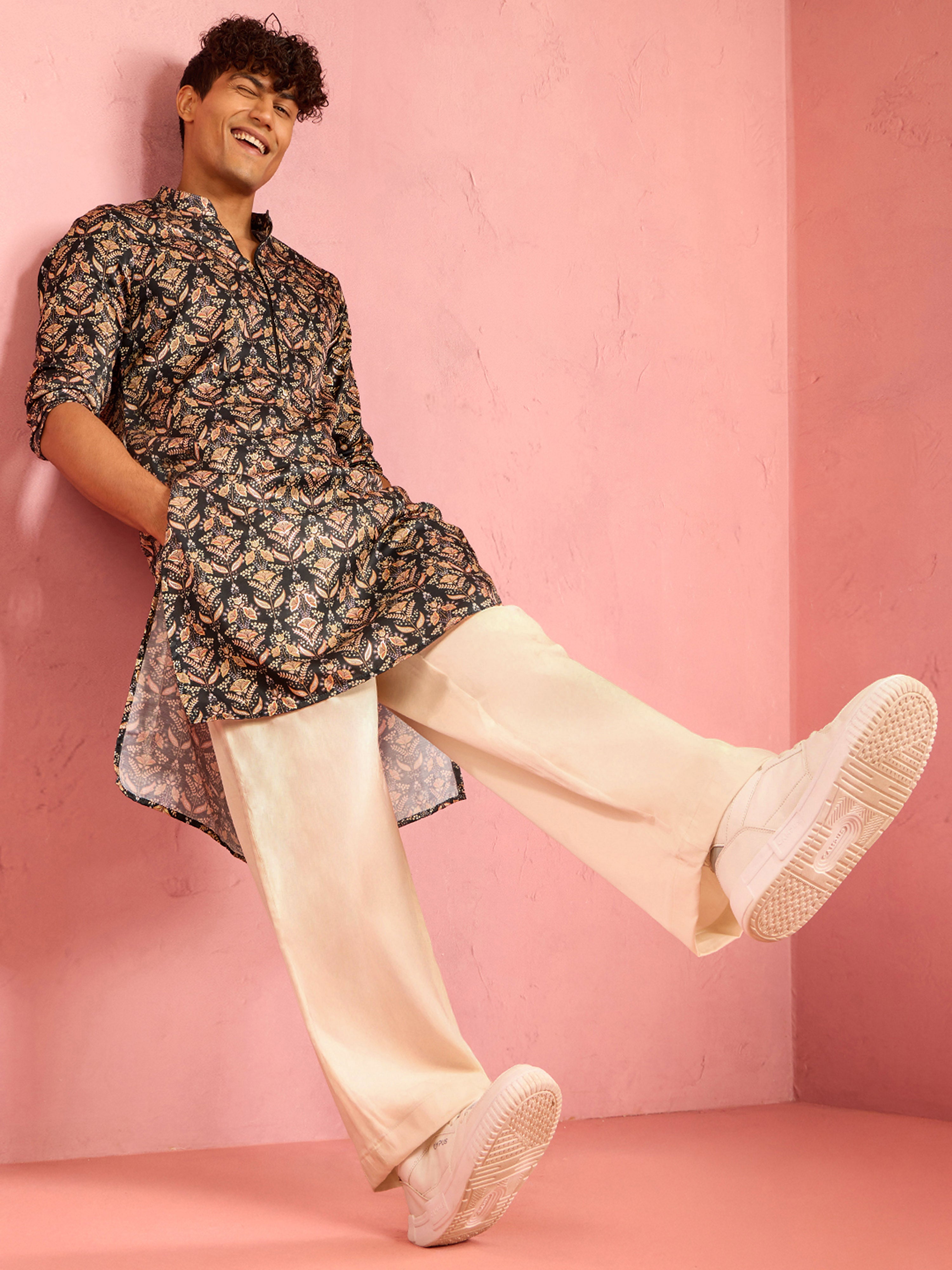 Men's Bottle Green Silk Blend Kurta