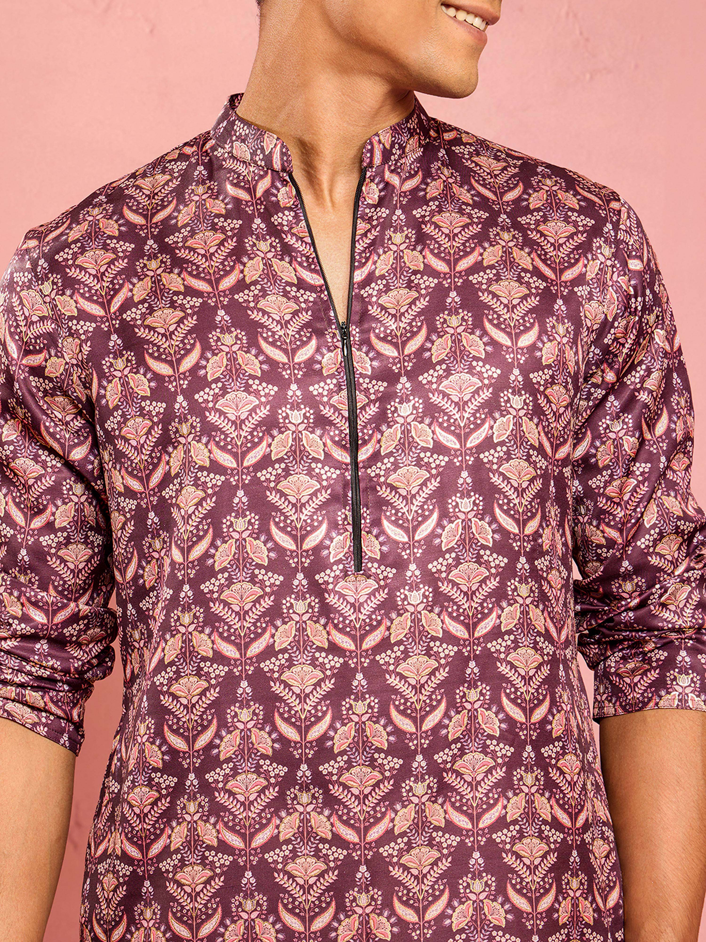 Men's Purple   Thigh Length Kurta