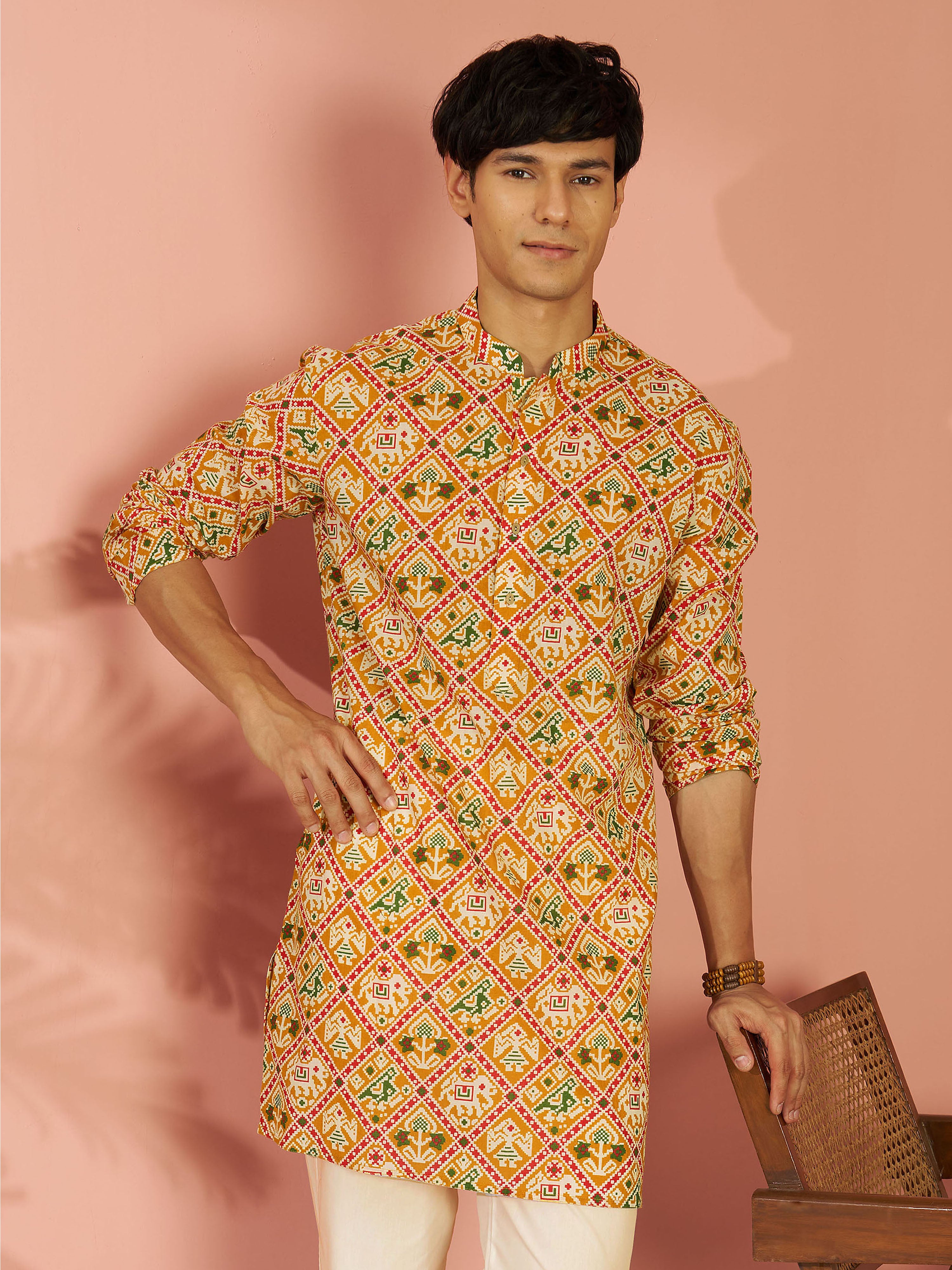 Men's Yellow Patola Printed Kurta Rakhi Gift Box for Brother | Premium Raksha Bandhan Gift